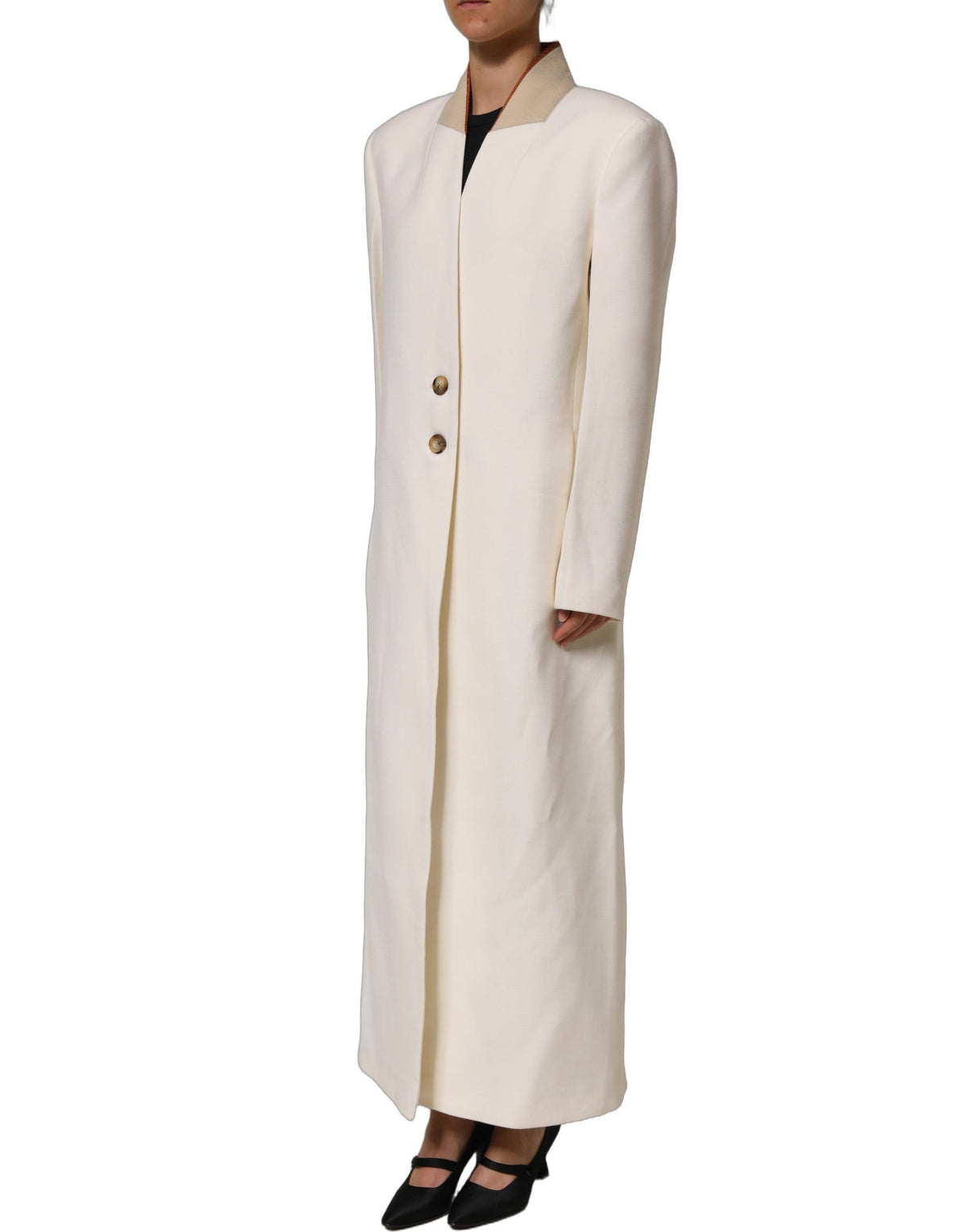 Di Stavnitser Antwerp White Wool Long Trench Coat Women's Jacket (Pre-Owned)