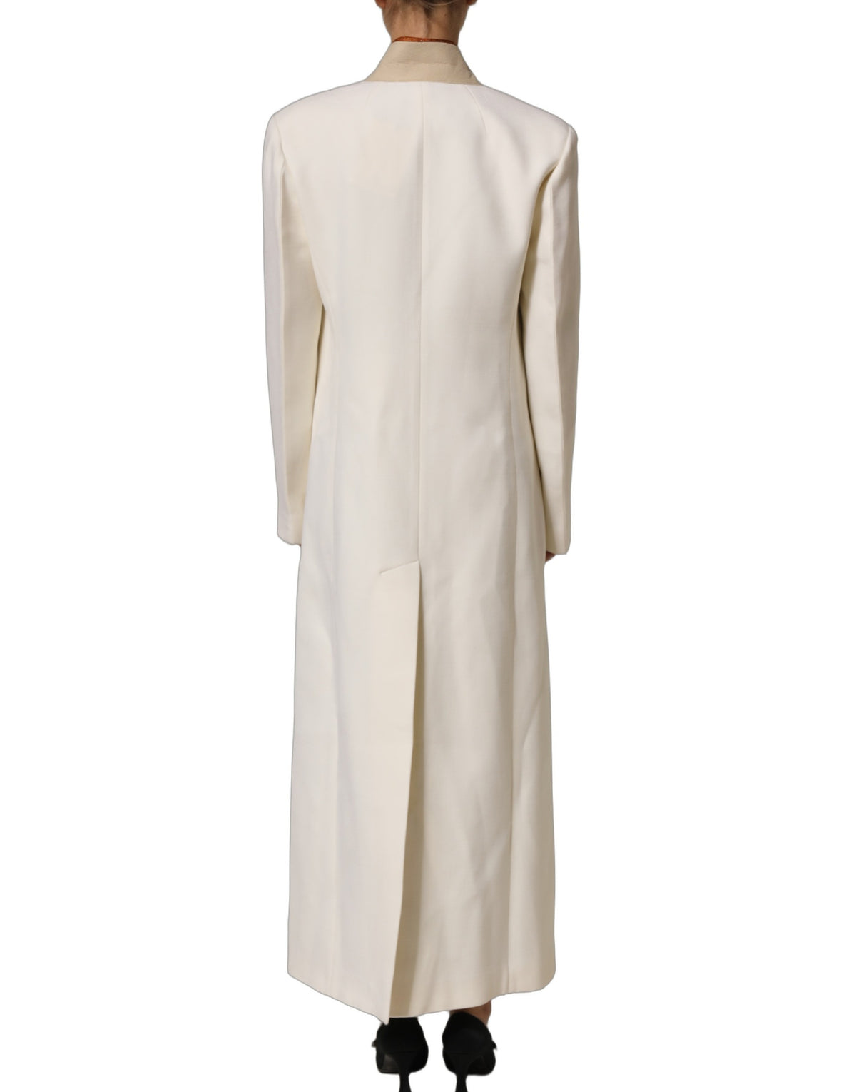 Di Stavnitser Antwerp White Wool Long Trench Coat Women's Jacket (Pre-Owned)