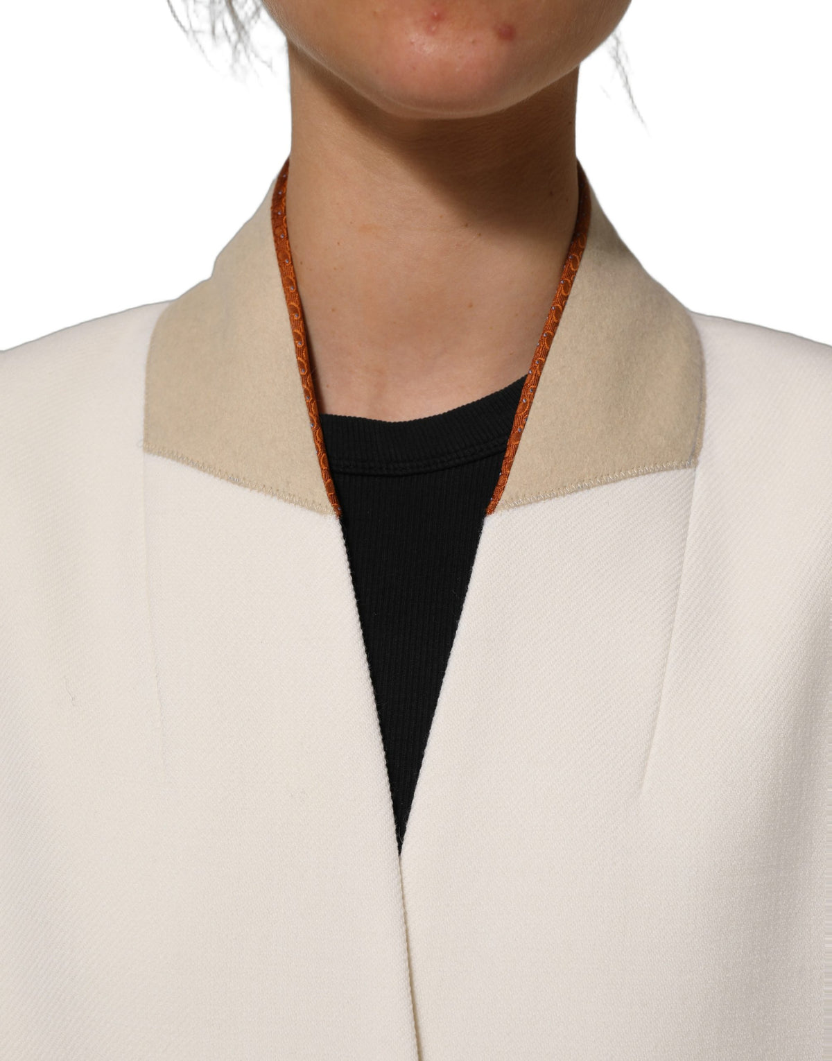 Di Stavnitser Antwerp White Wool Long Trench Coat Women's Jacket (Pre-Owned)