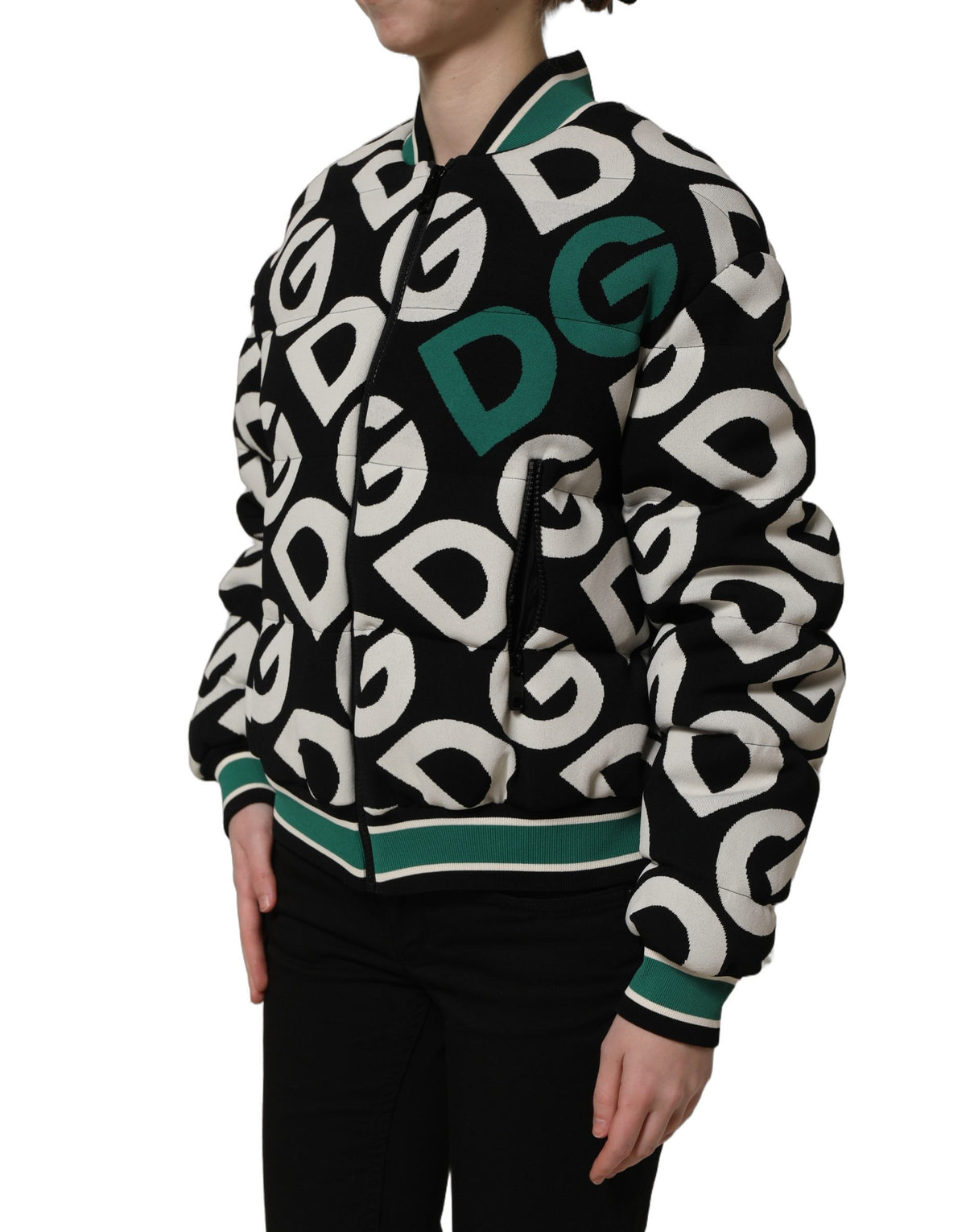 Dolce & Gabbana Multicolor Logo Full Zip Bomber Women's Jacket