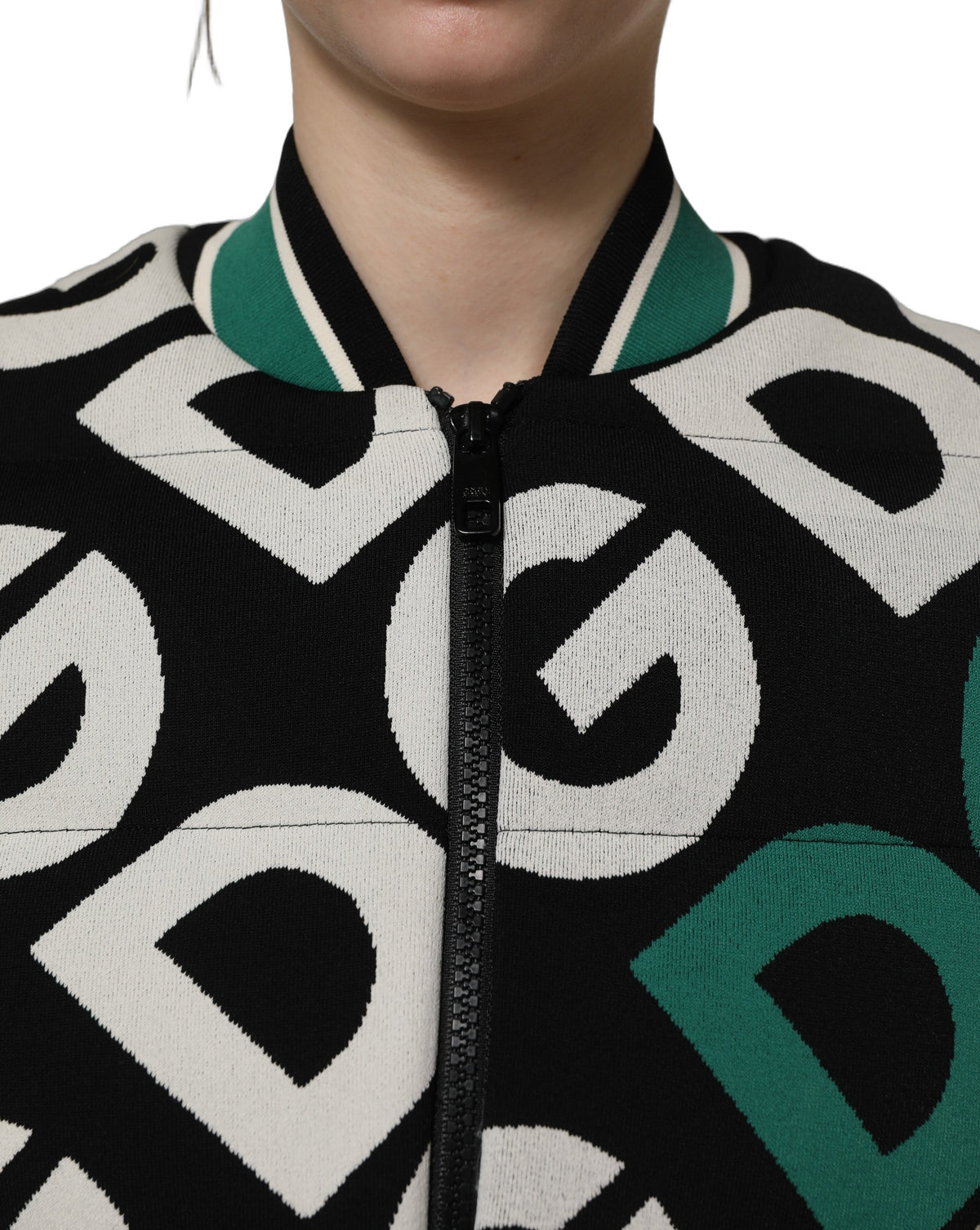 Dolce & Gabbana Multicolor Logo Full Zip Bomber Women's Jacket