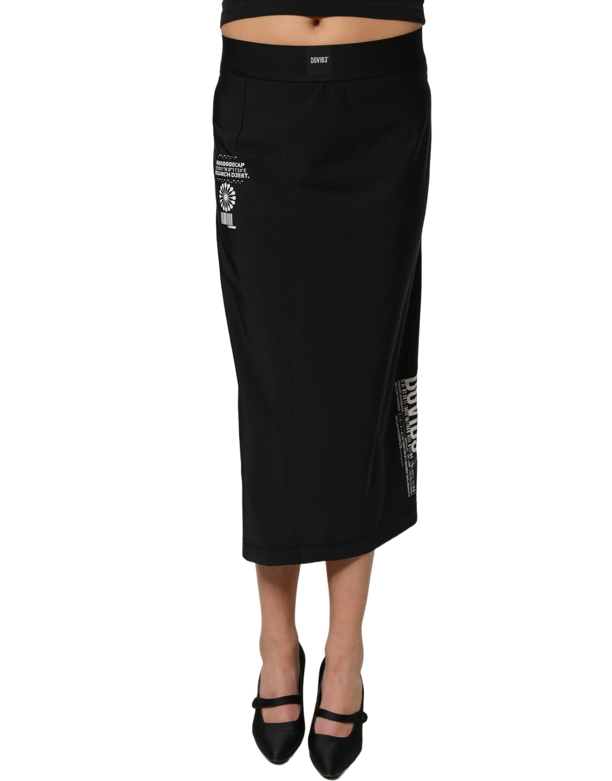 Dolce & Gabbana Black DGVIB3 Stretch Jersey Midi Pencil Cut Women's Skirt (Pre-Owned)