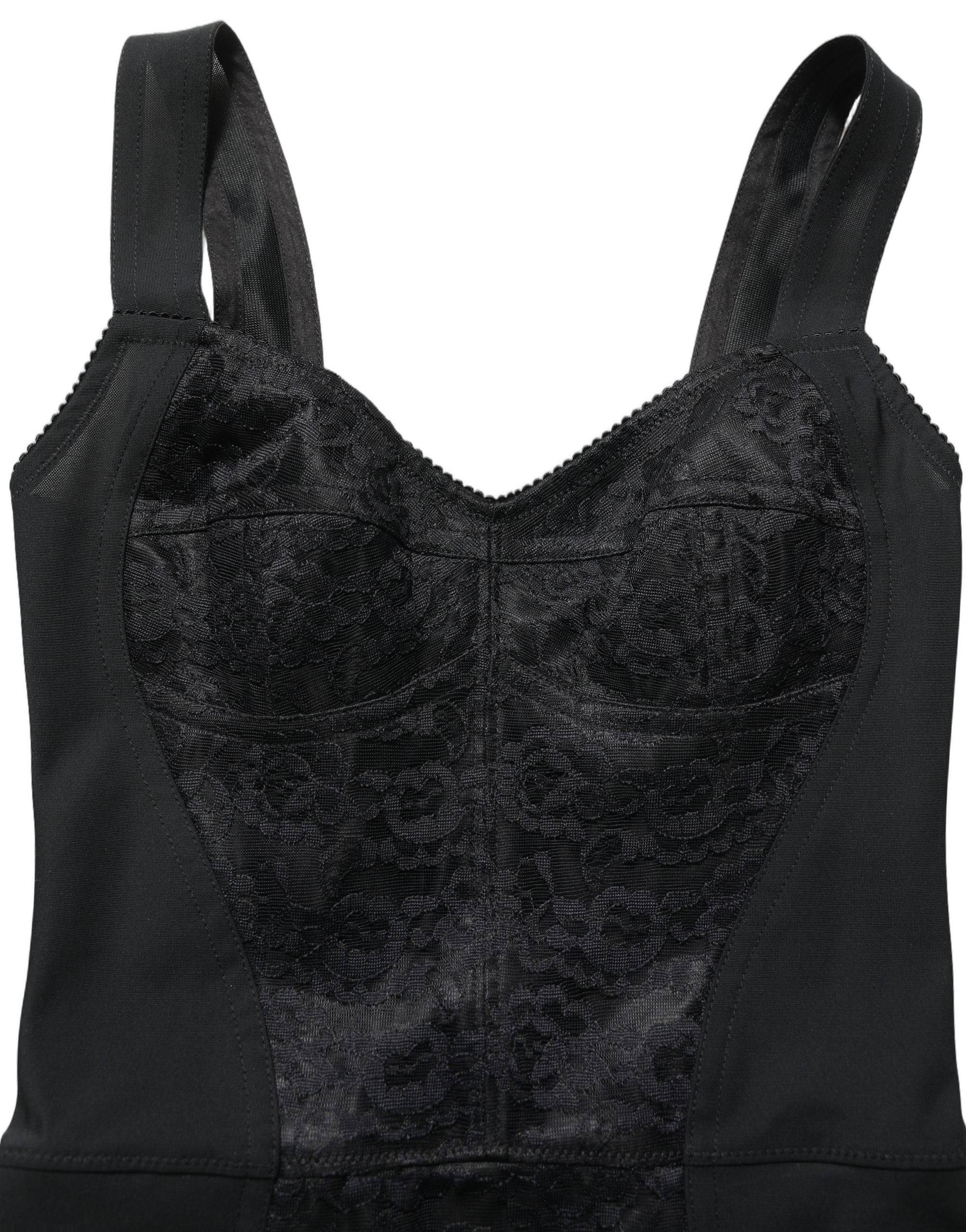 Dolce & Gabbana Black Floral Lace Corset Bodycon Women's Bodysuit (Pre-Owned)