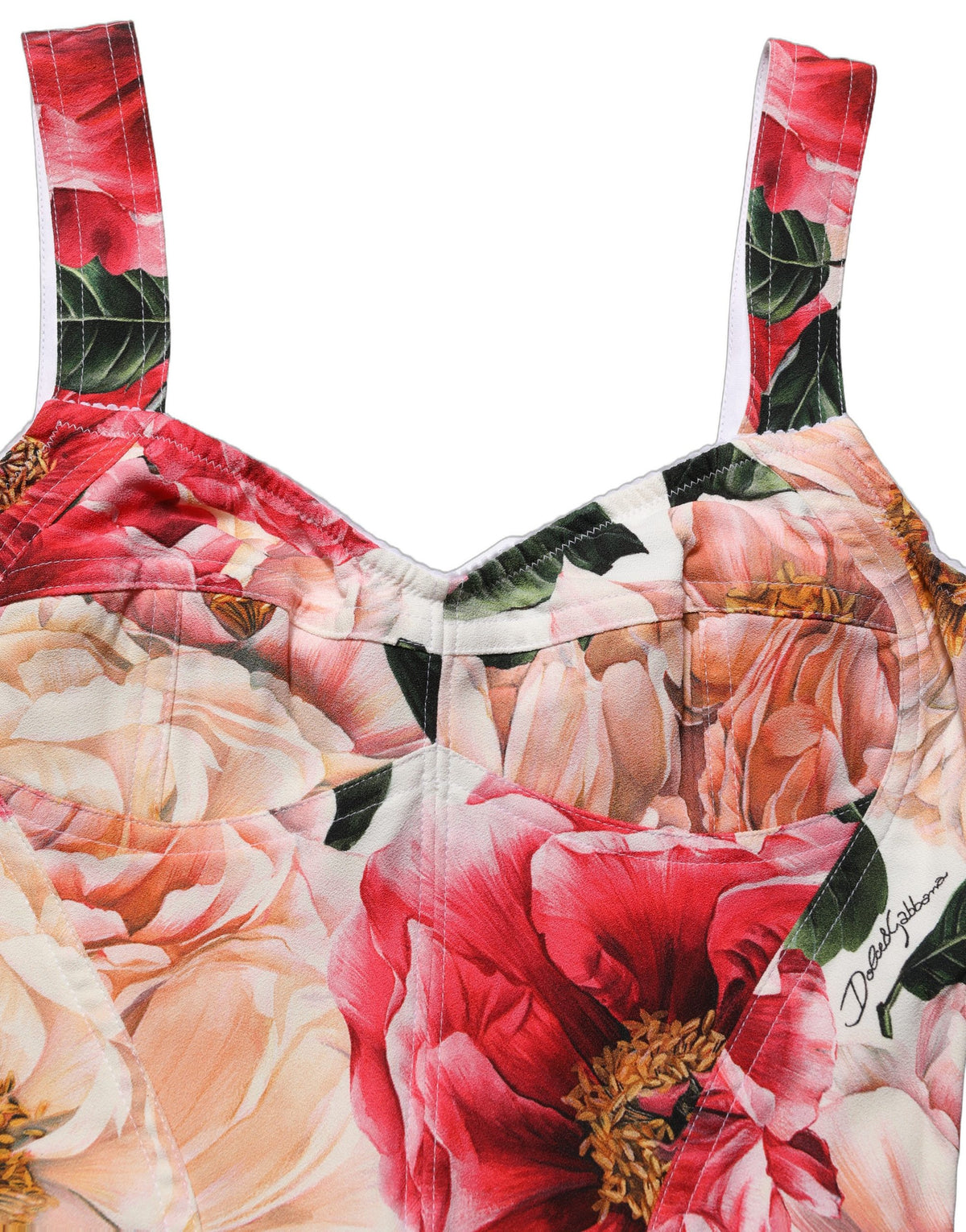 Dolce & Gabbana Multicolor Floral Cropped Bustier Tank Women's Top