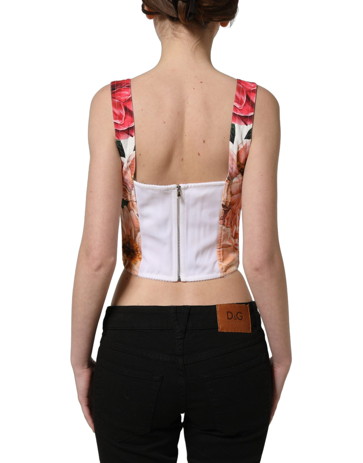 Dolce & Gabbana Multicolor Floral Cropped Bustier Tank Women's Top