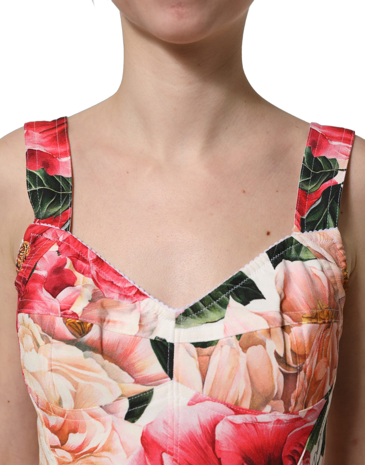 Dolce & Gabbana Multicolor Floral Cropped Bustier Tank Women's Top