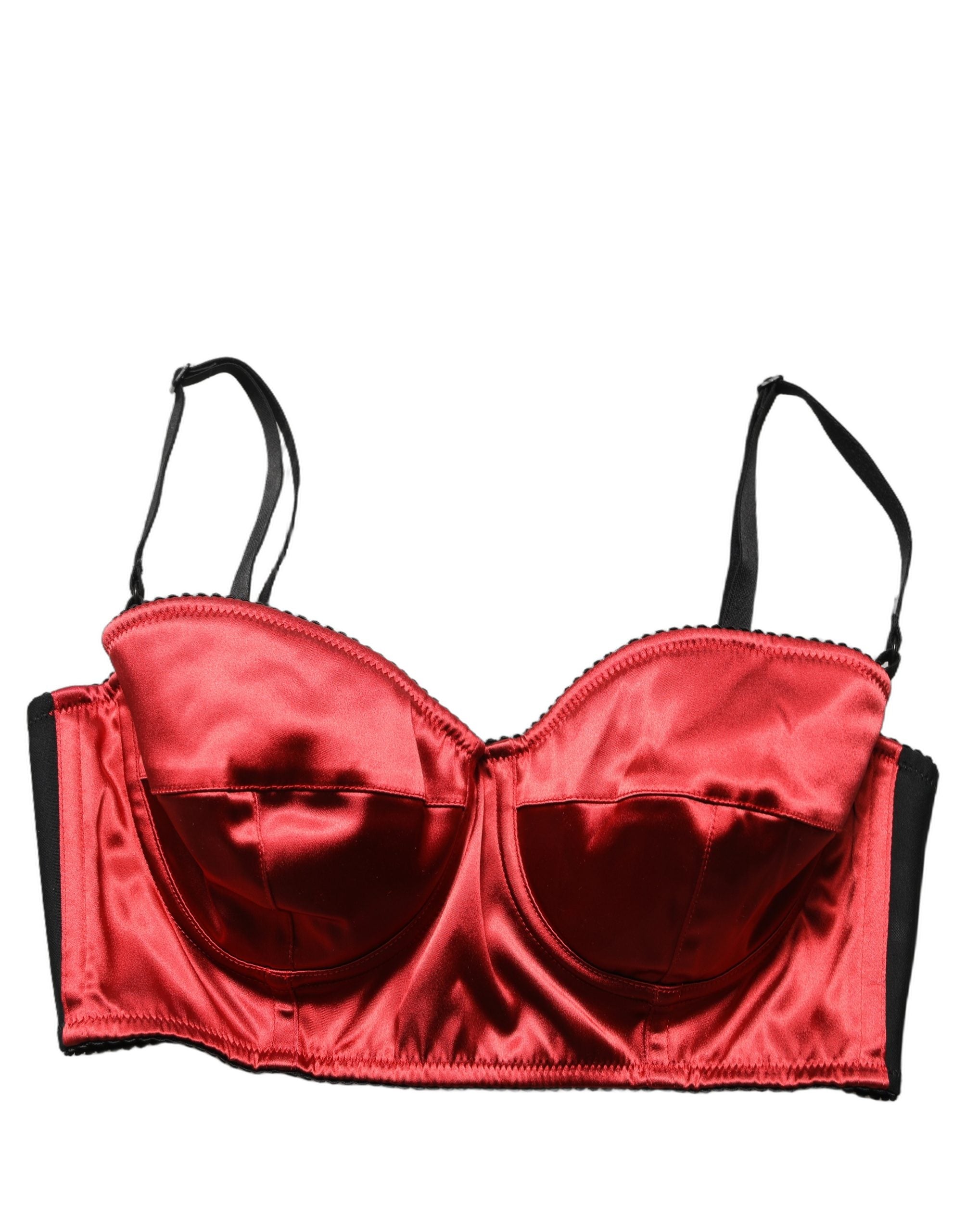 Dolce & Gabbana Red Polyester Satin Bustier Cropped Tank Women's Top