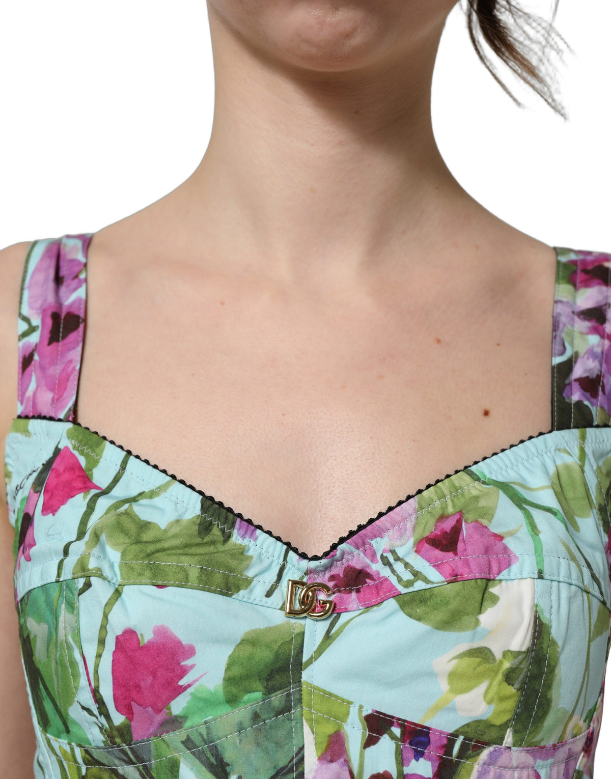Dolce & Gabbana Multicolor Floral Cropped Bustier Tank Women's Top