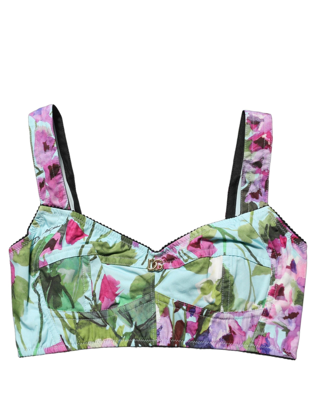 Dolce & Gabbana Multicolor Floral Cropped Bustier Tank Women's Top