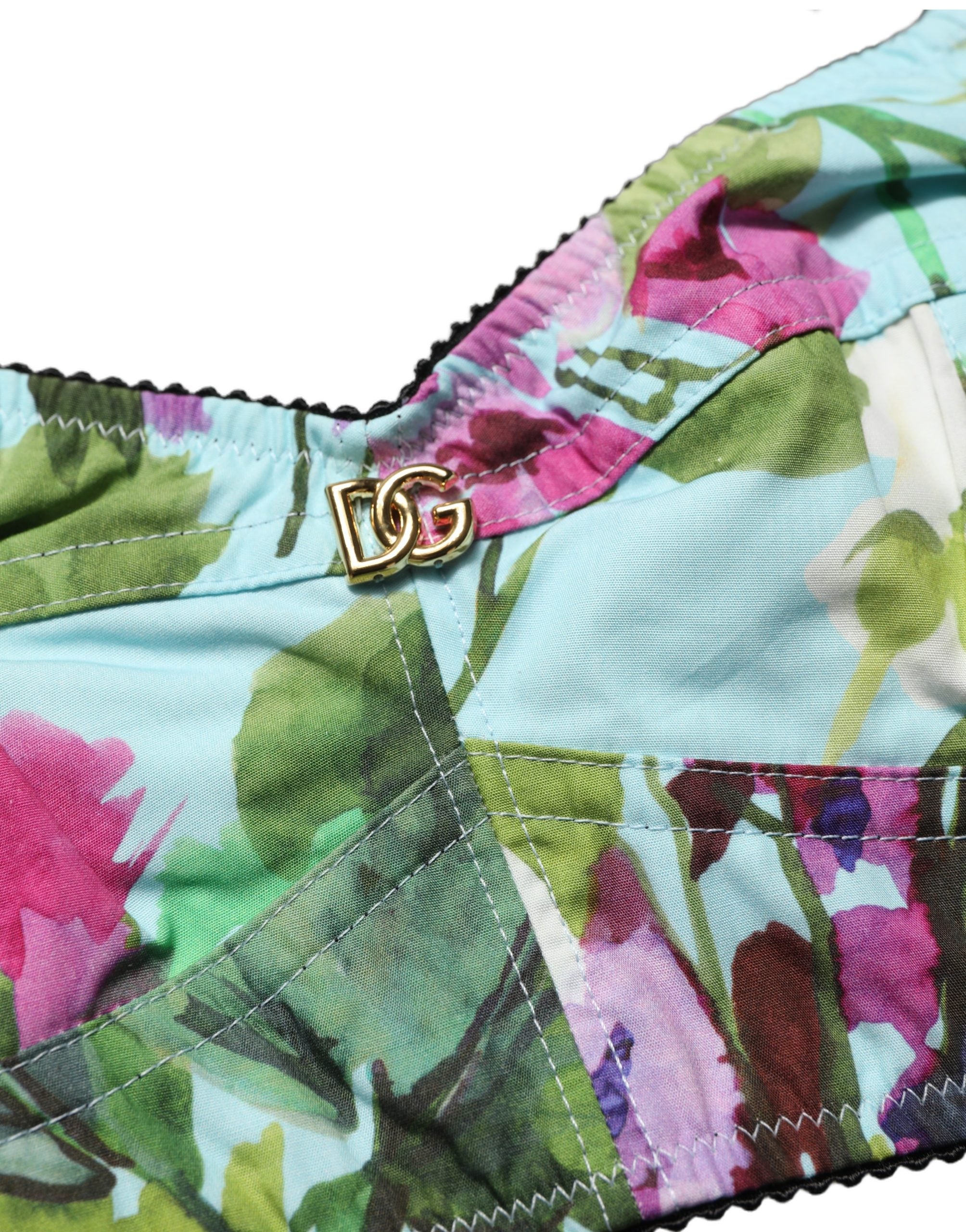 Dolce & Gabbana Multicolor Floral Cropped Bustier Tank Women's Top