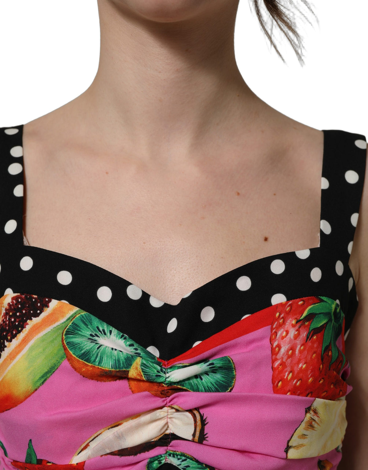Dolce & Gabbana Multicolor Silk Cropped Bustier Corset Women's Top