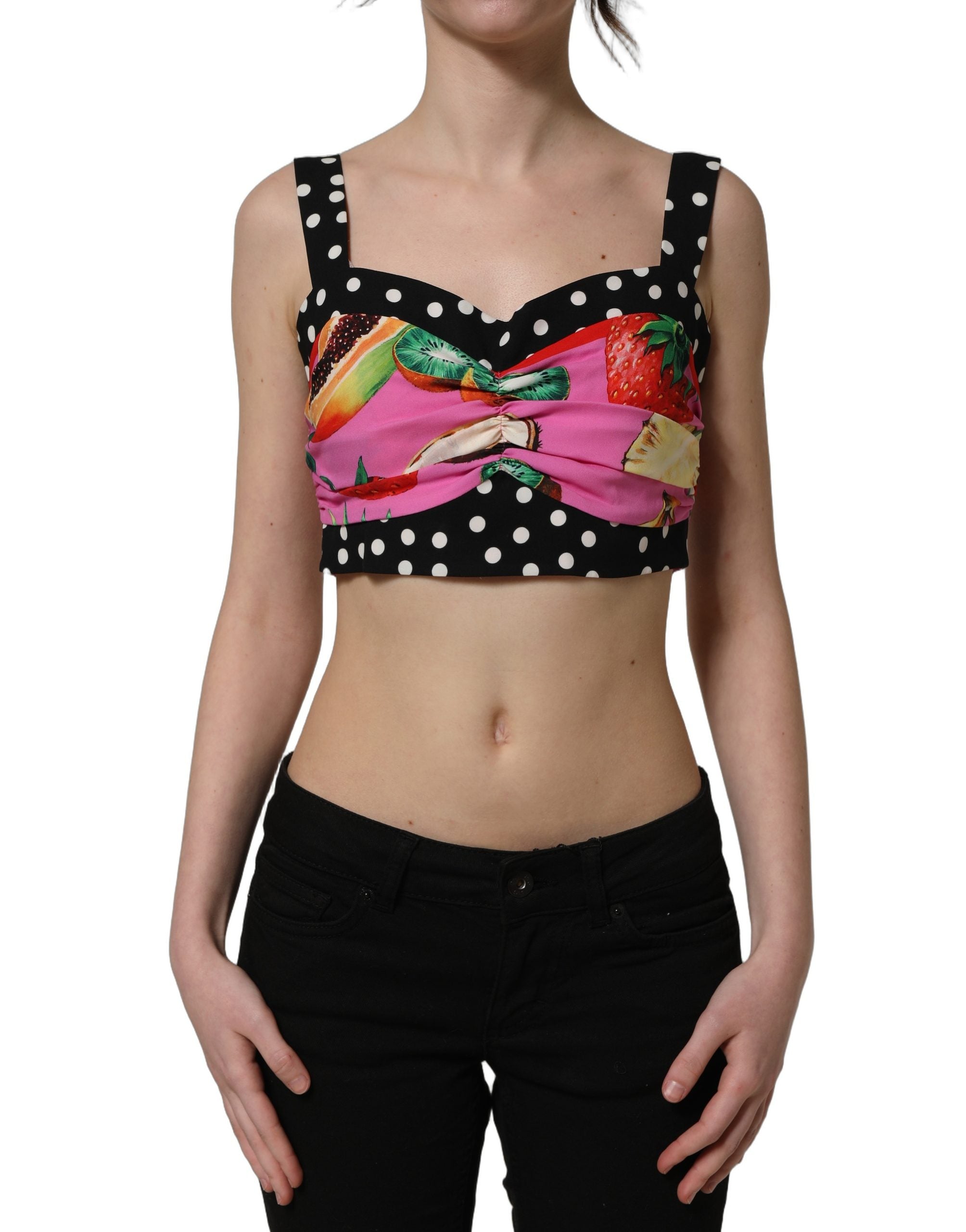 Dolce & Gabbana Multicolor Silk Cropped Bustier Corset Women's Top