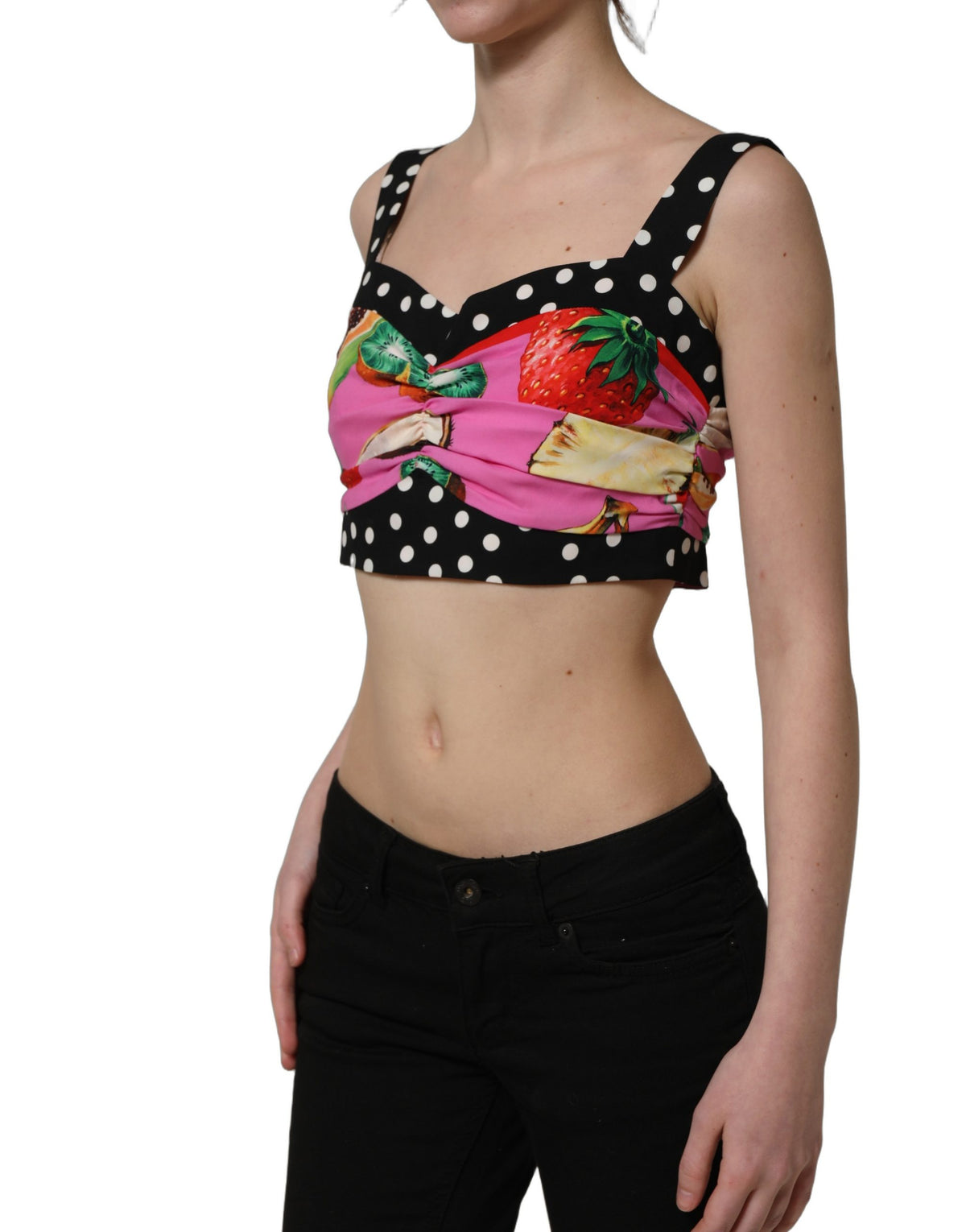 Dolce & Gabbana Multicolor Silk Cropped Bustier Corset Women's Top