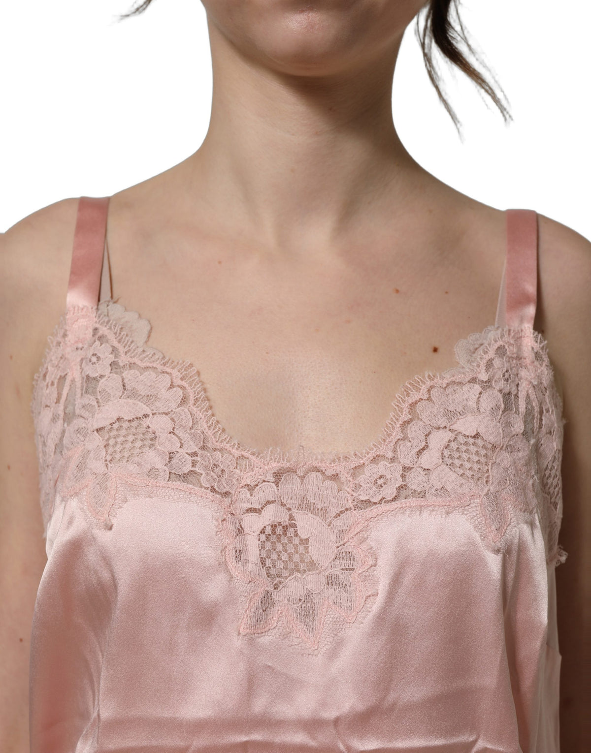 Dolce & Gabbana Light Pink Floral Lace Lingerie Underwear Women's Top