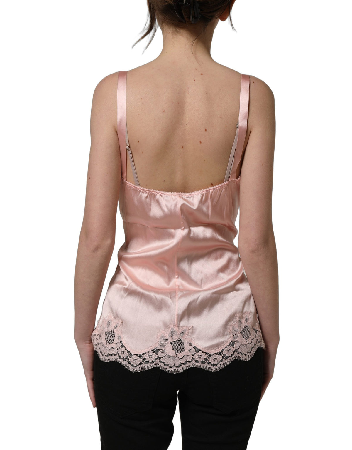 Dolce & Gabbana Light Pink Floral Lace Lingerie Underwear Women's Top