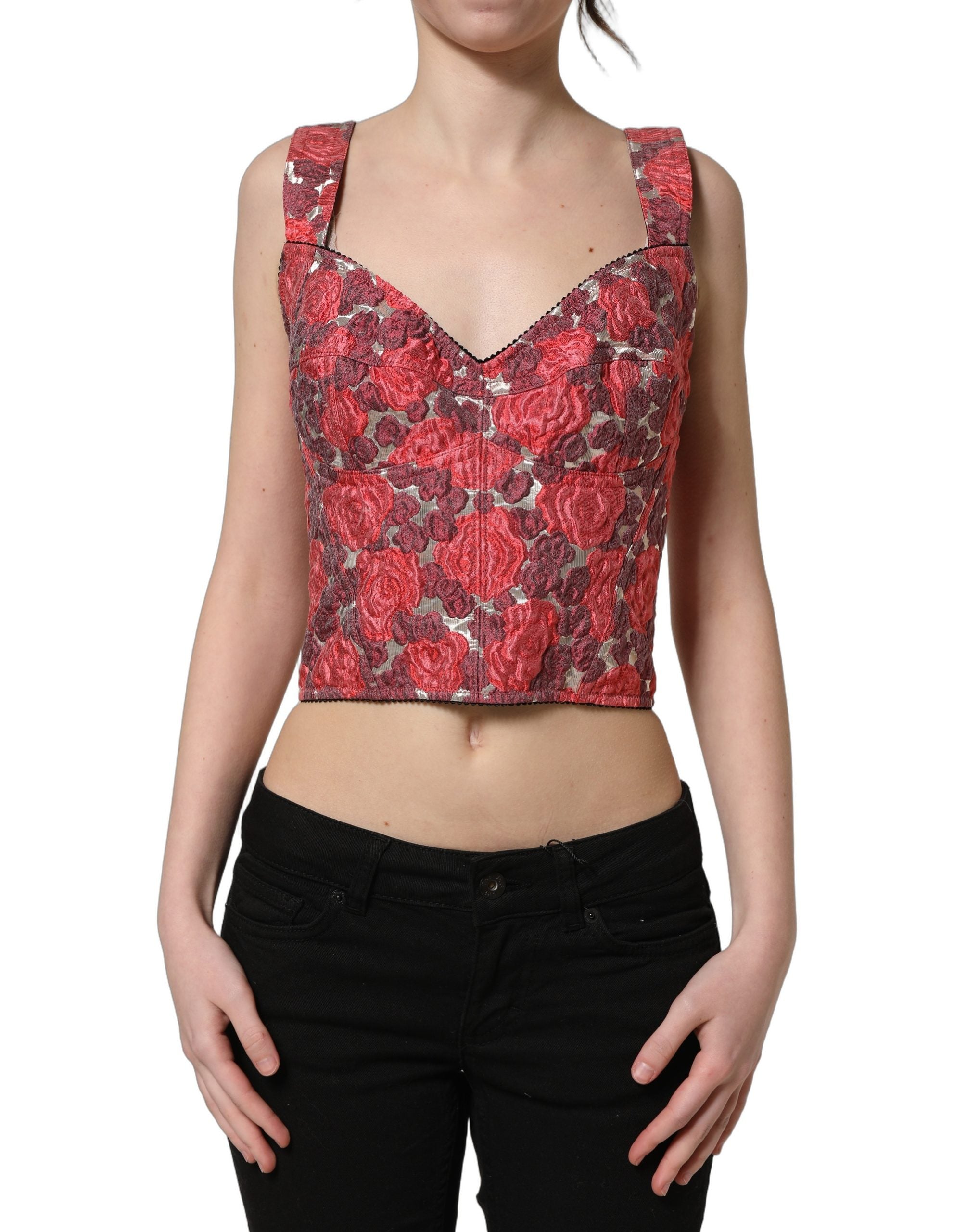 Dolce & Gabbana Multicolor Floral Cropped Bustier Tank Women's Top