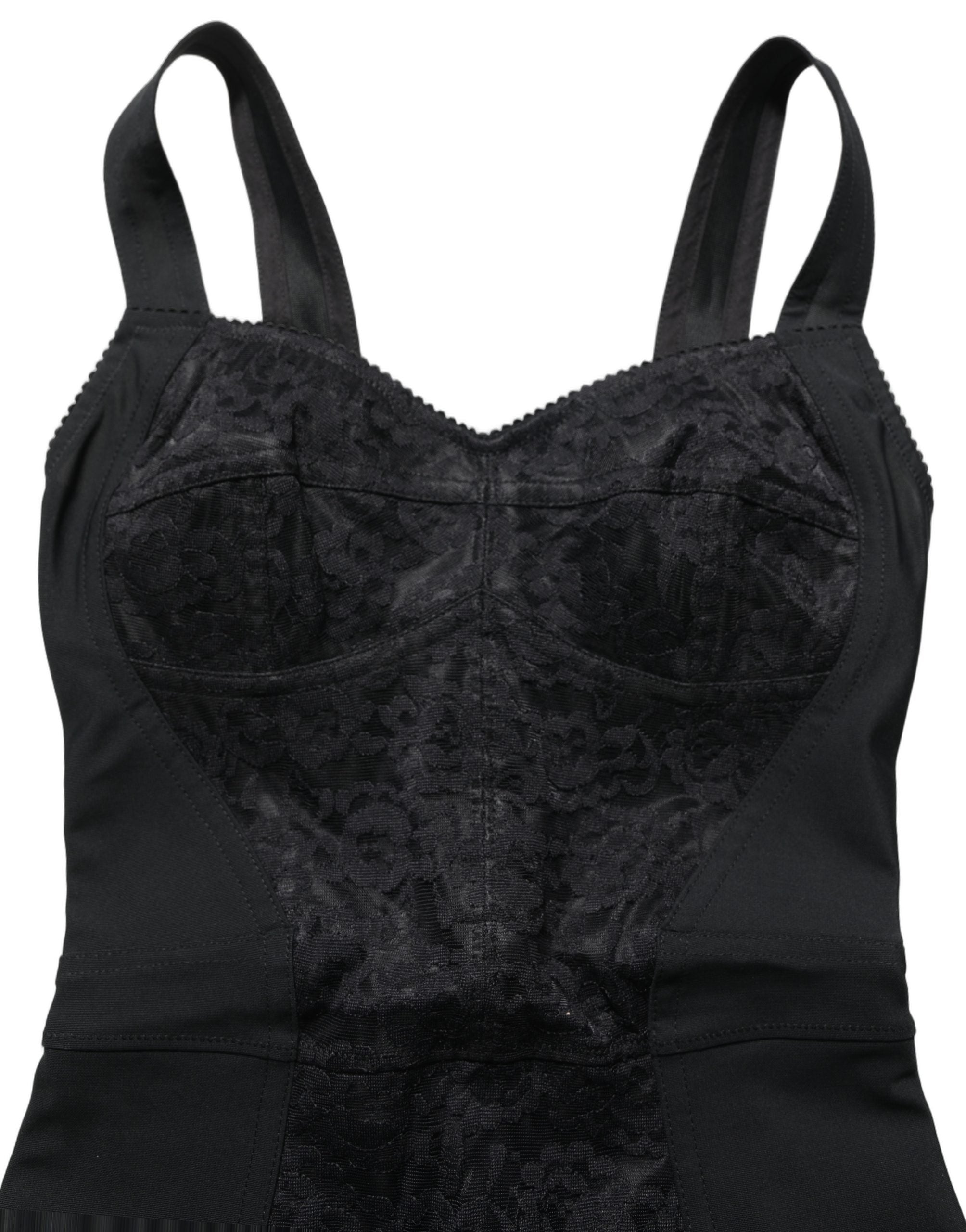 Dolce & Gabbana Black Floral Lace Corset Bodycon Women's Bodysuit