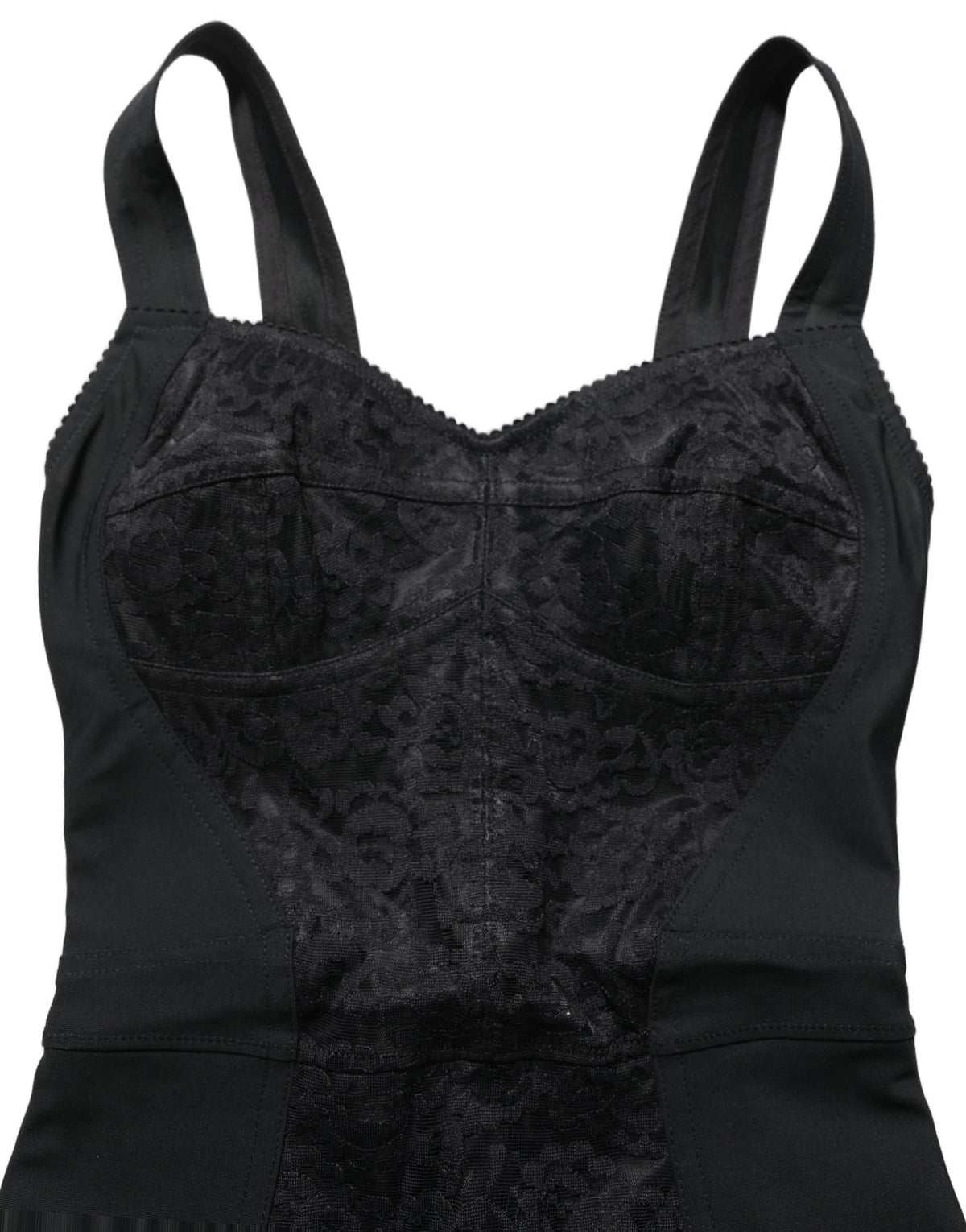 Dolce & Gabbana Black Floral Lace Corset Bodycon Women's Bodysuit