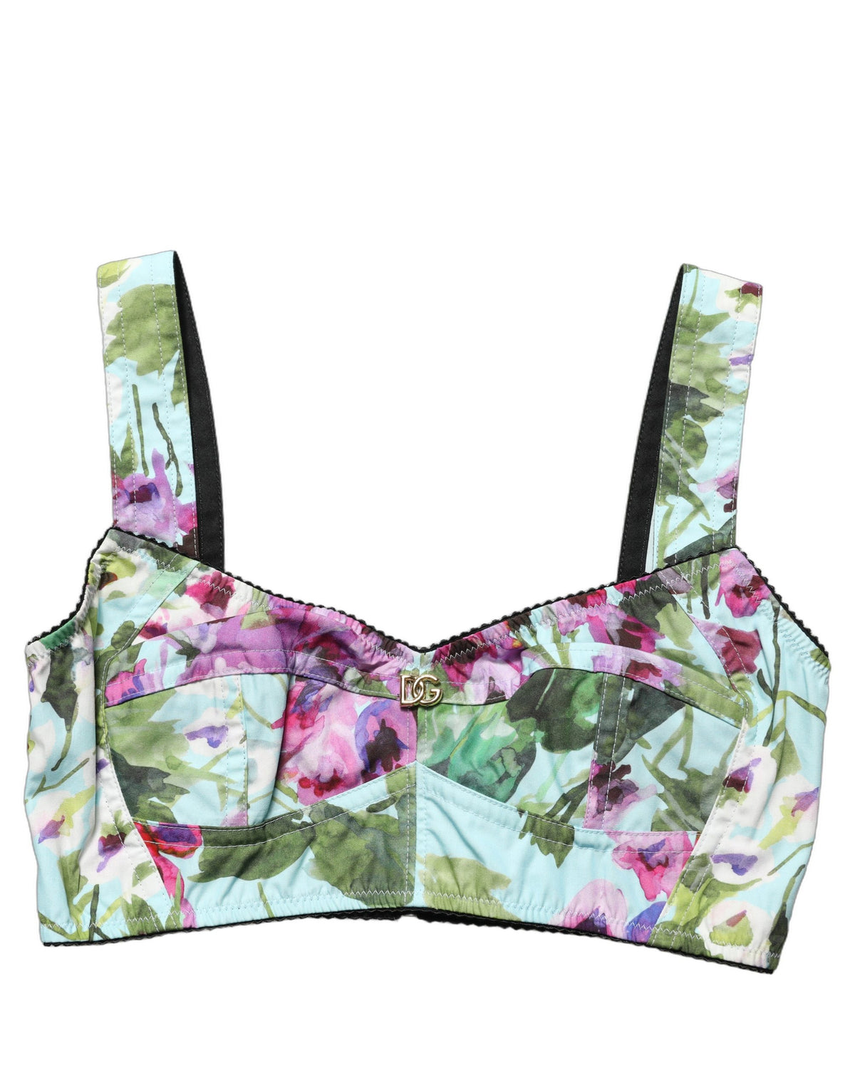 Dolce & Gabbana Multicolor Floral Cropped Bustier Tank Women's Top