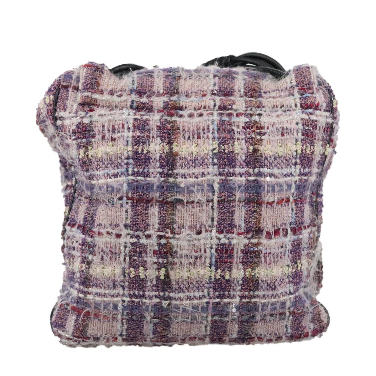 Chanel Camellia Messenger Tweed Purple Canvas Shoulder Bag Bag (Pre-Owned)