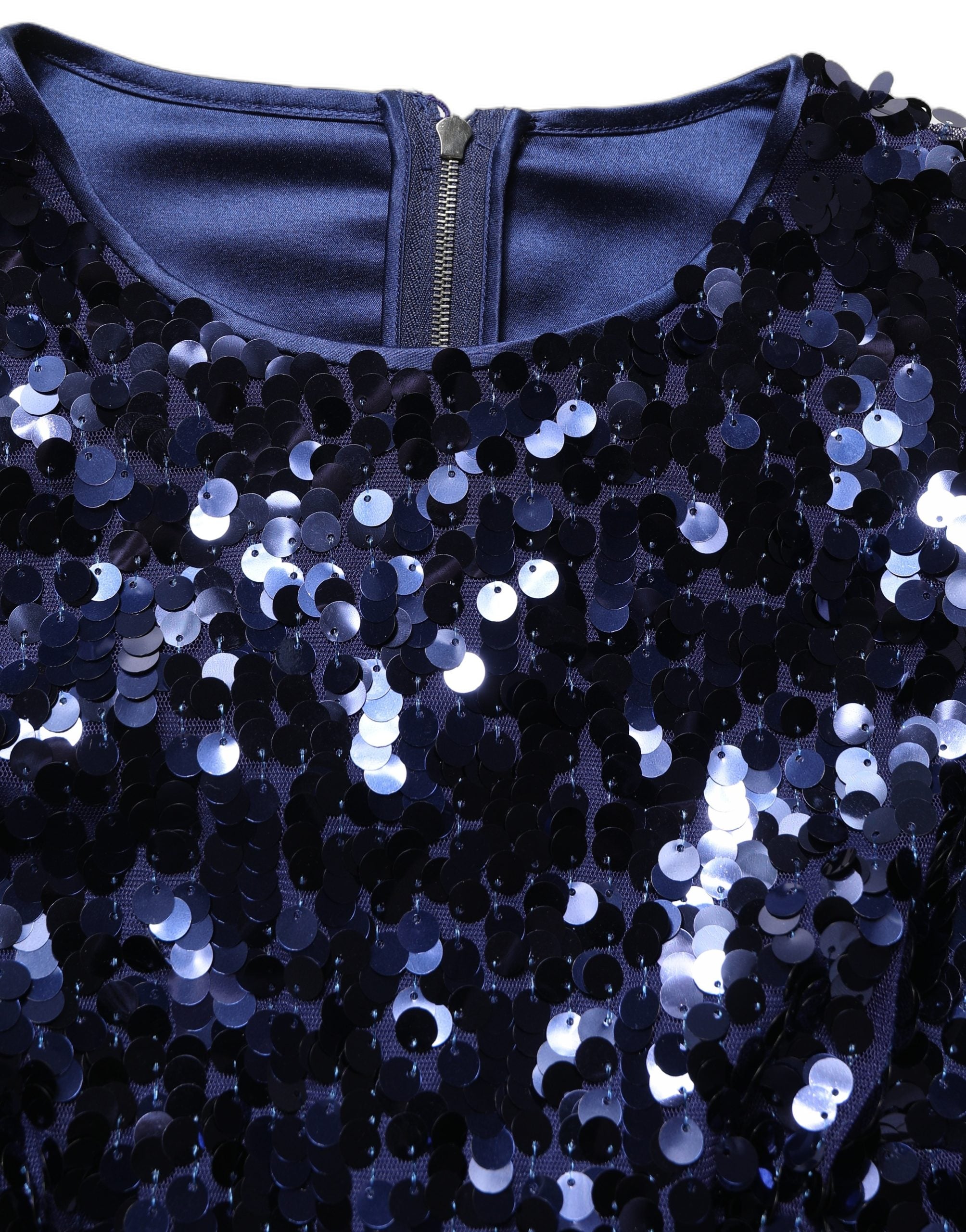 Dolce & Gabbana Blue Sequined Long Sleeves Crop Blouse Women's Top