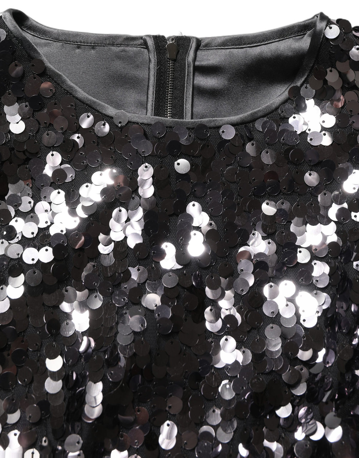 Dolce & Gabbana Black Sequined Long Sleeves Crop Blouse Women's Top