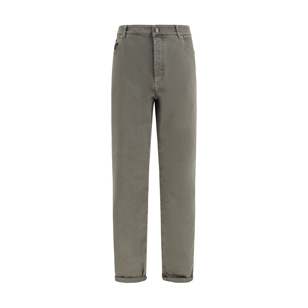 Brunello Cucinelli Bicolor Cotton Relaxed Fit Men's Jeans