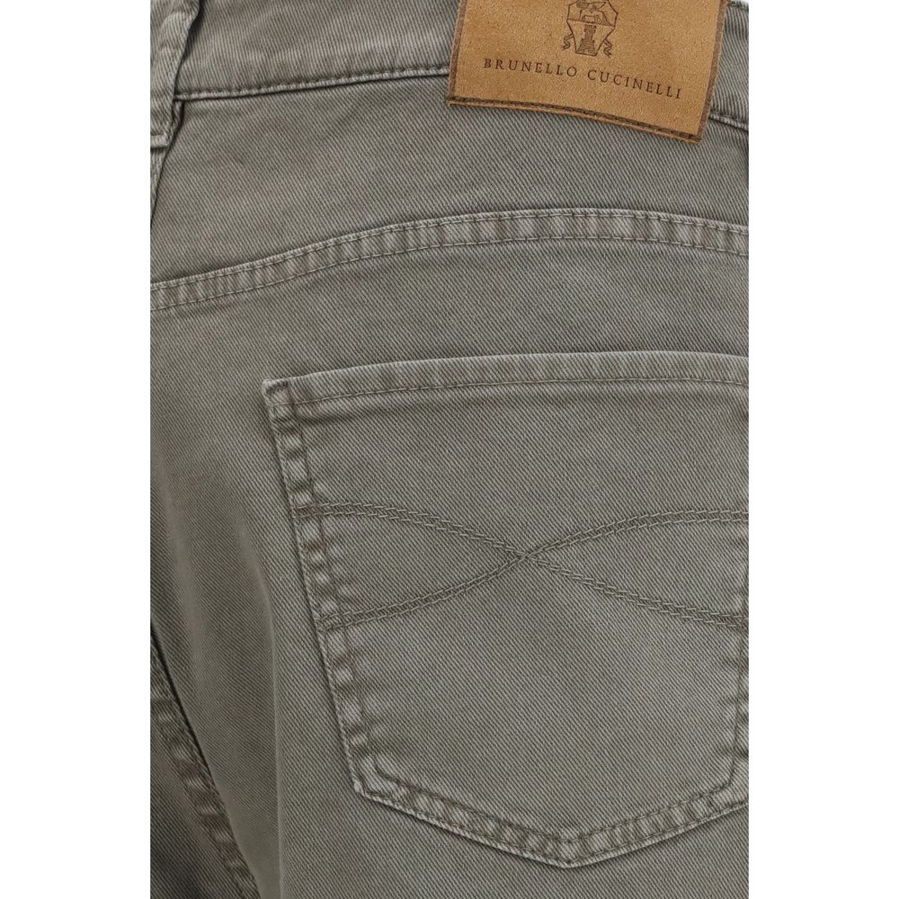 Brunello Cucinelli Bicolor Cotton Relaxed Fit Men's Jeans
