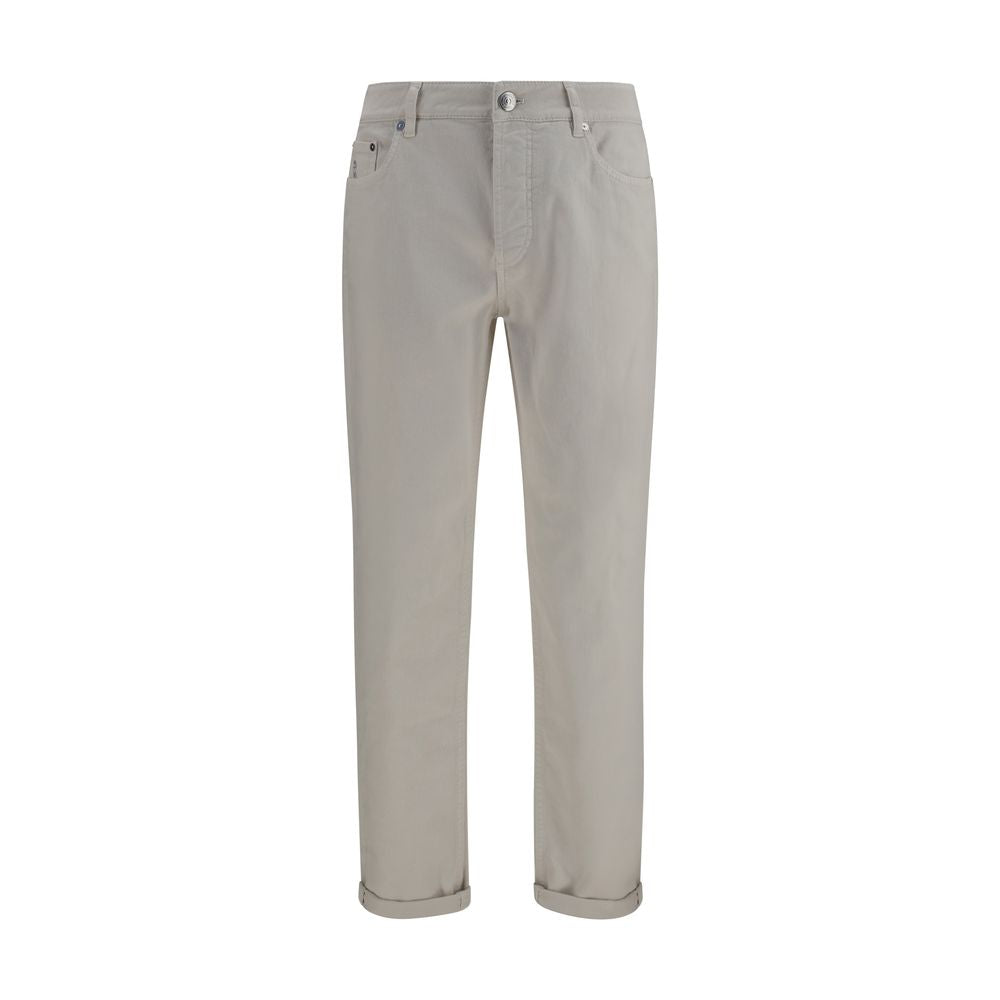 Brunello Cucinelli White Cotton Cropped Men's Jeans