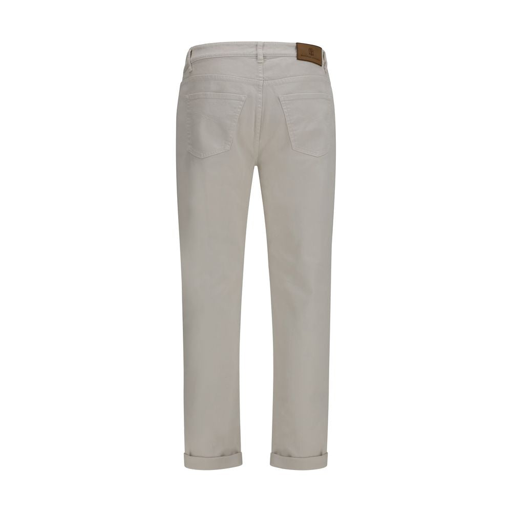 Brunello Cucinelli White Cotton Cropped Men's Jeans