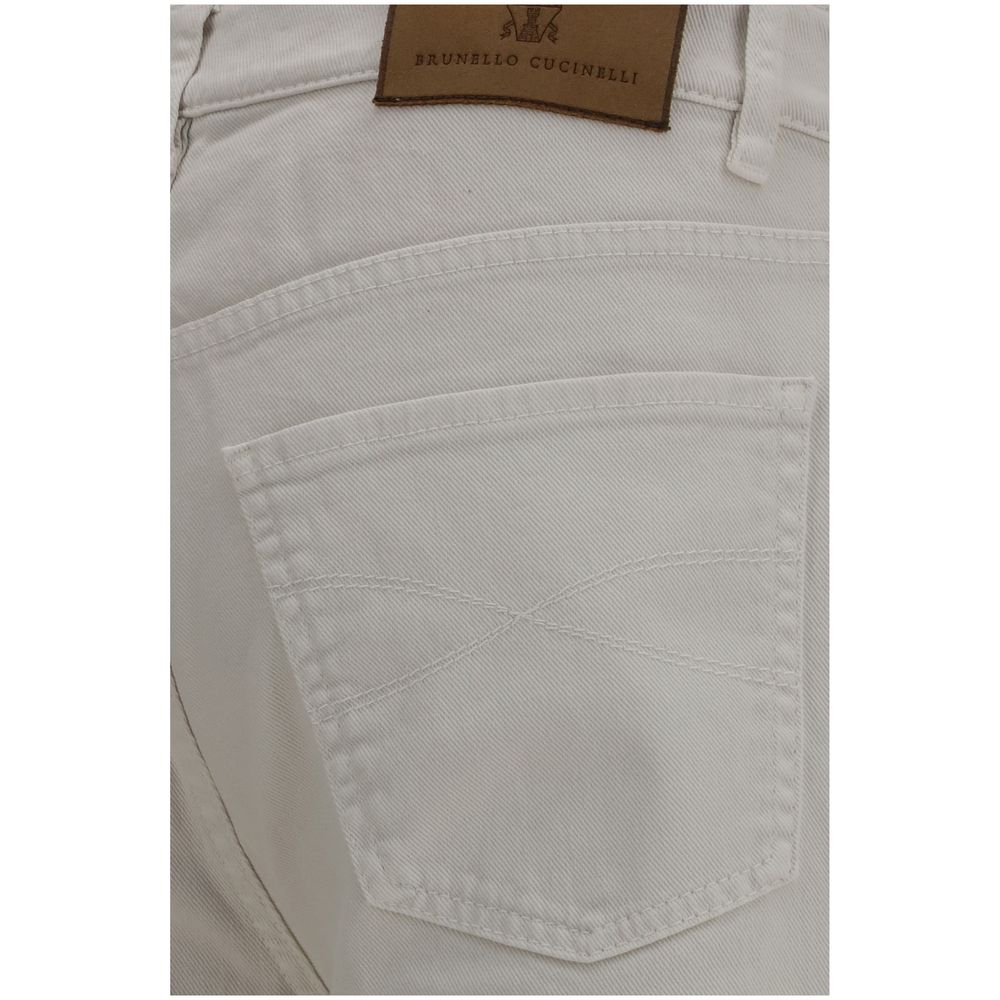 Brunello Cucinelli White Cotton Cropped Men's Jeans