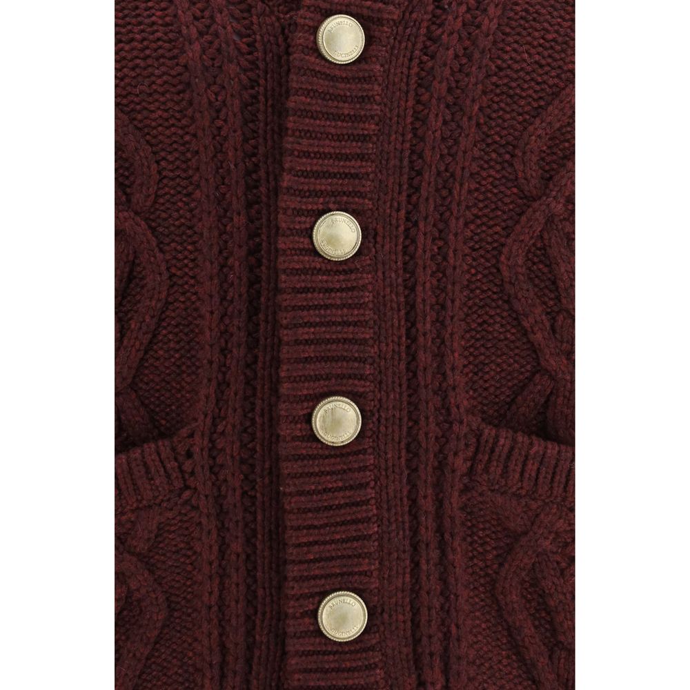 Brunello Cucinelli Bordeaux Cashmere Men's Cardigan
