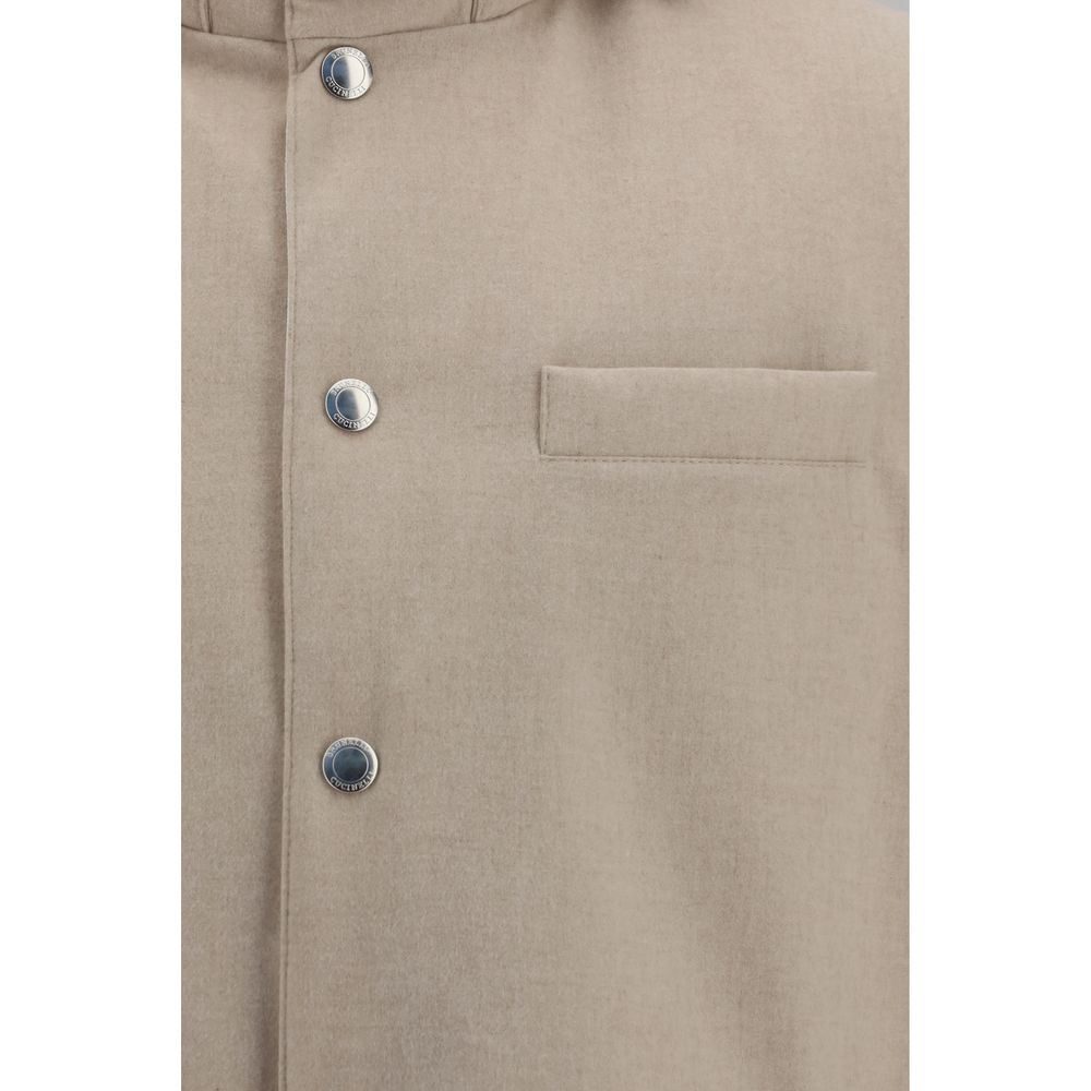 Brunello Cucinelli Beige Wool Oves Aries Sleeveless Men's Jacket