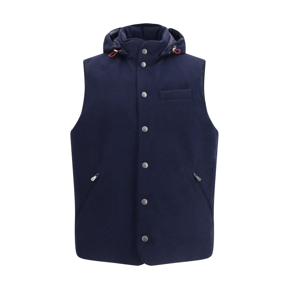 Brunello Cucinelli Blue Wool Oves Aries Sleeveless Men's Jacket