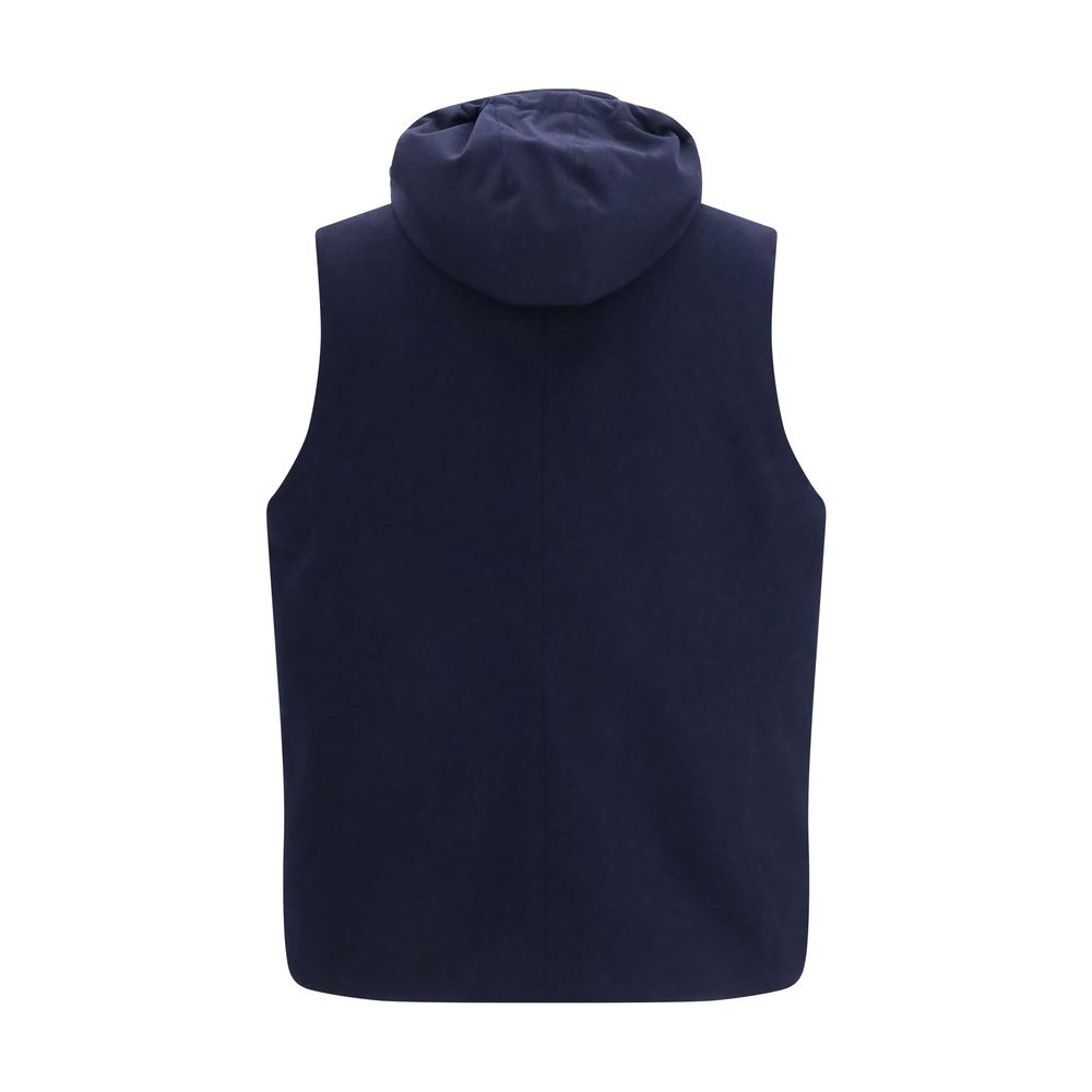 Brunello Cucinelli Blue Wool Oves Aries Sleeveless Men's Jacket