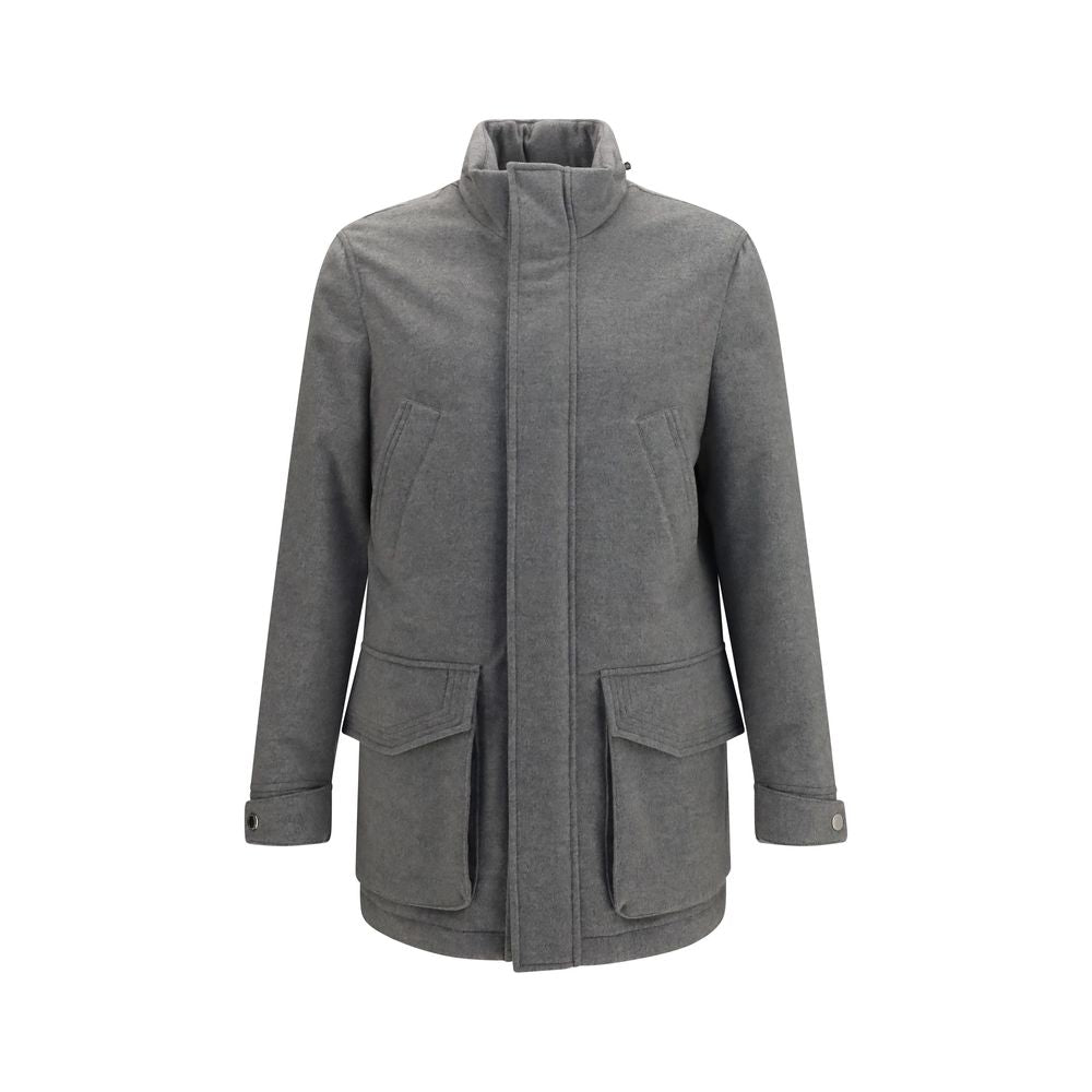 Brunello Cucinelli Gray Cashmere Full-Length Men's Jacket