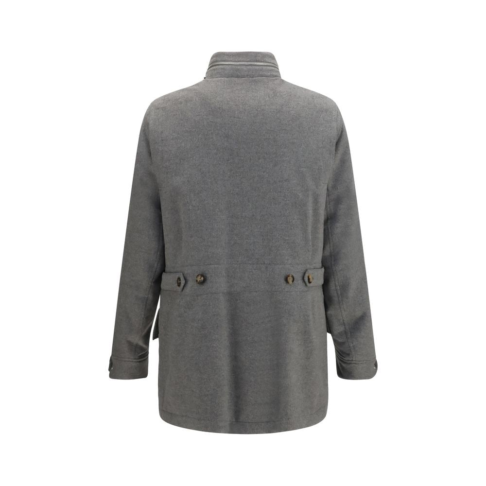 Brunello Cucinelli Gray Cashmere Full-Length Men's Jacket