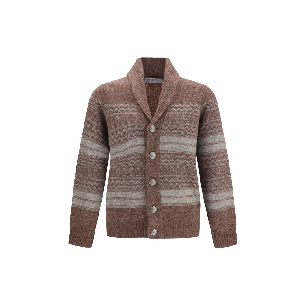 Brunello Cucinelli Bordeaux Alpaca Vicugna Pacos Men's Cardigan