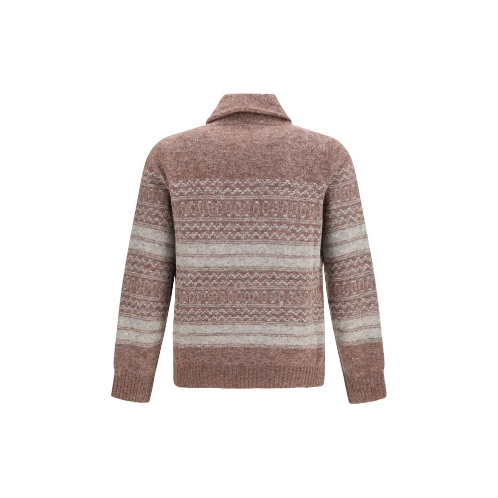 Brunello Cucinelli Bordeaux Alpaca Vicugna Pacos Men's Cardigan