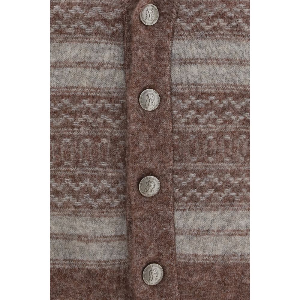 Brunello Cucinelli Bordeaux Alpaca Vicugna Pacos Men's Cardigan