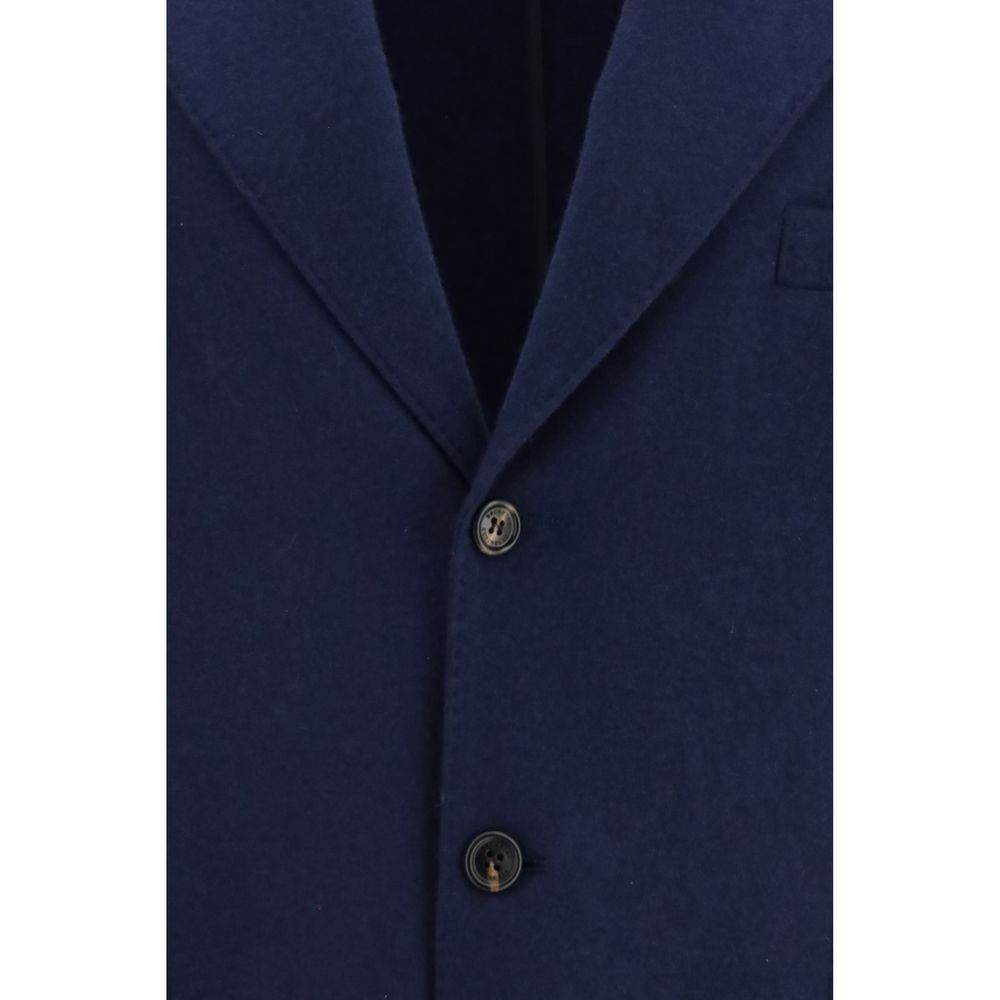 Brunello Cucinelli Blue Cashmere Full-Length Men's Jacket