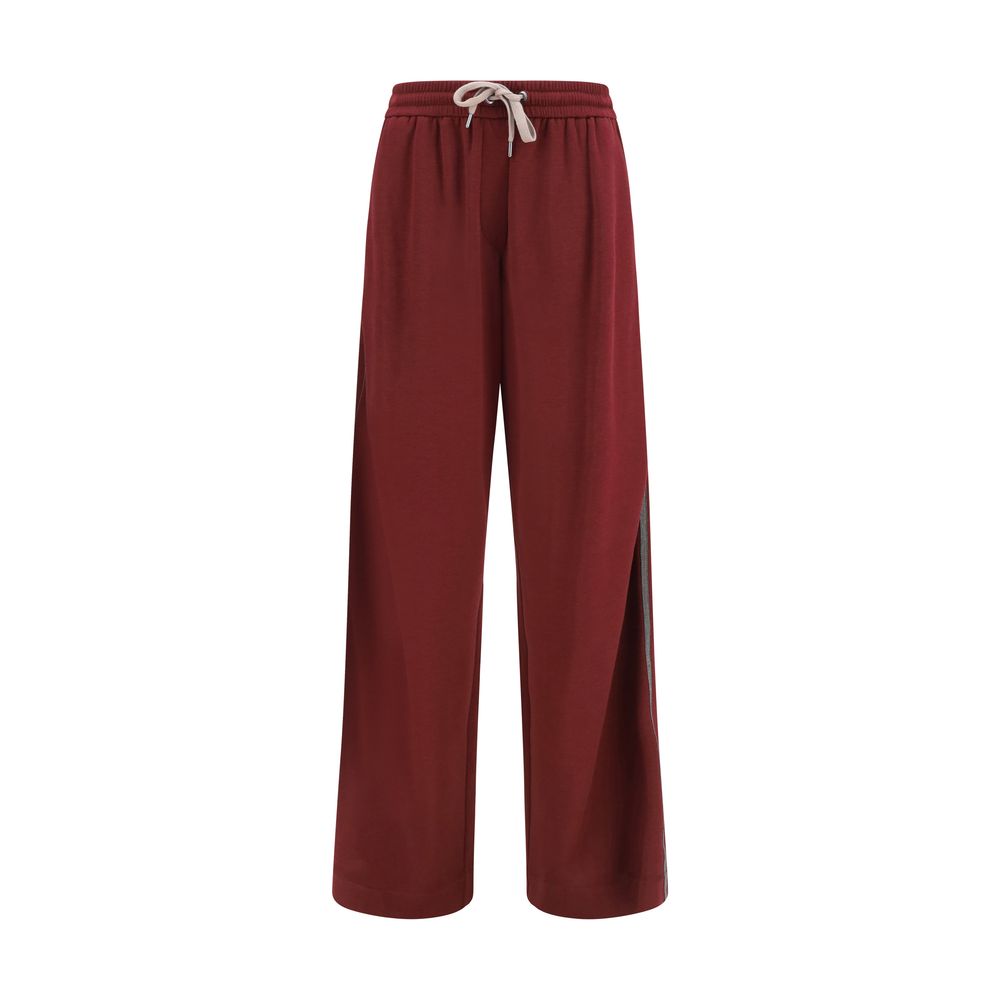 Brunello Cucinelli Bordeaux Cotton Athletic Women's Pants