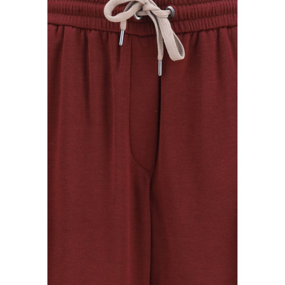Brunello Cucinelli Bordeaux Cotton Athletic Women's Pants