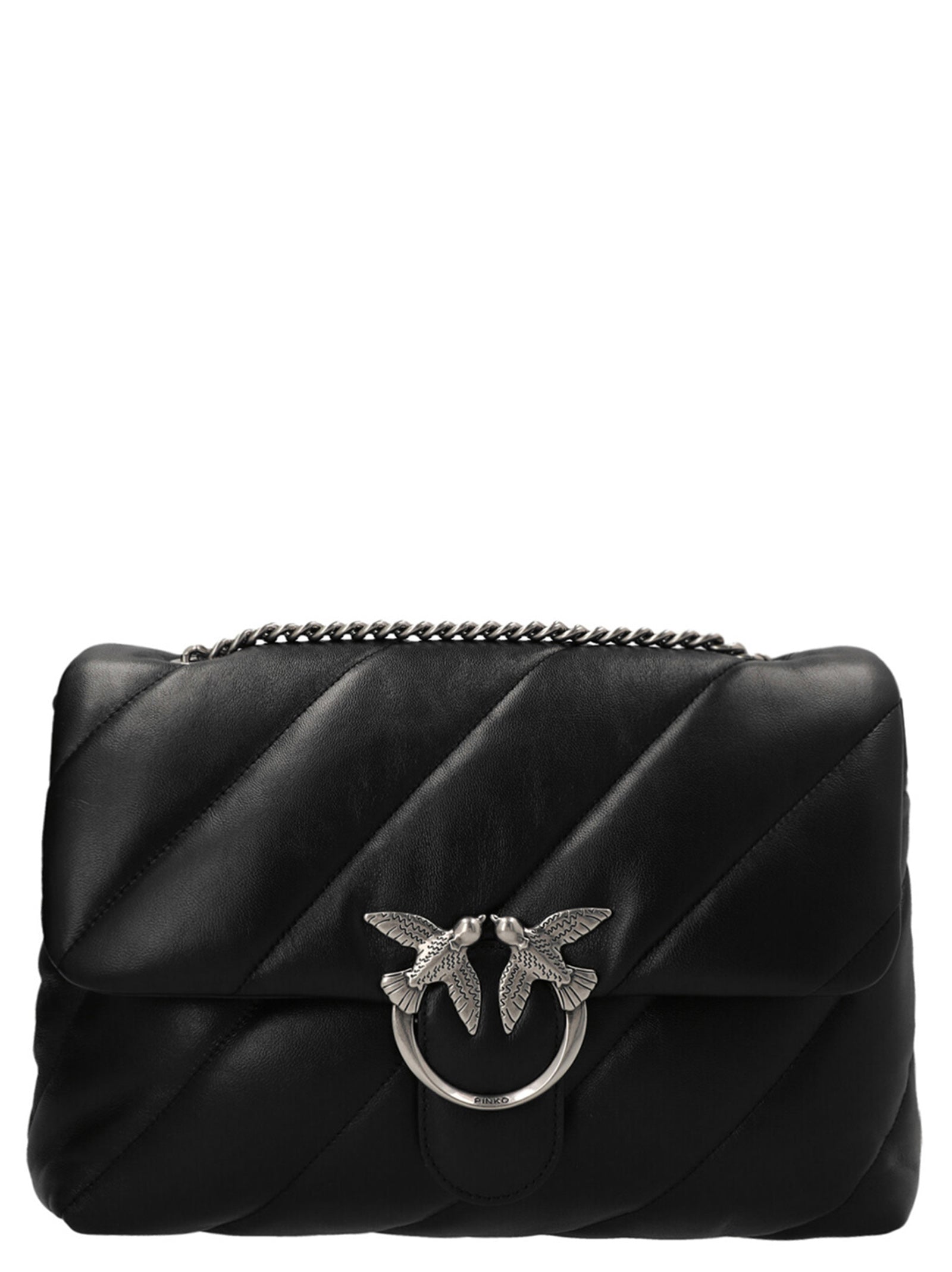 PINKO Black Lamb Leather Crossbody Women's Bag