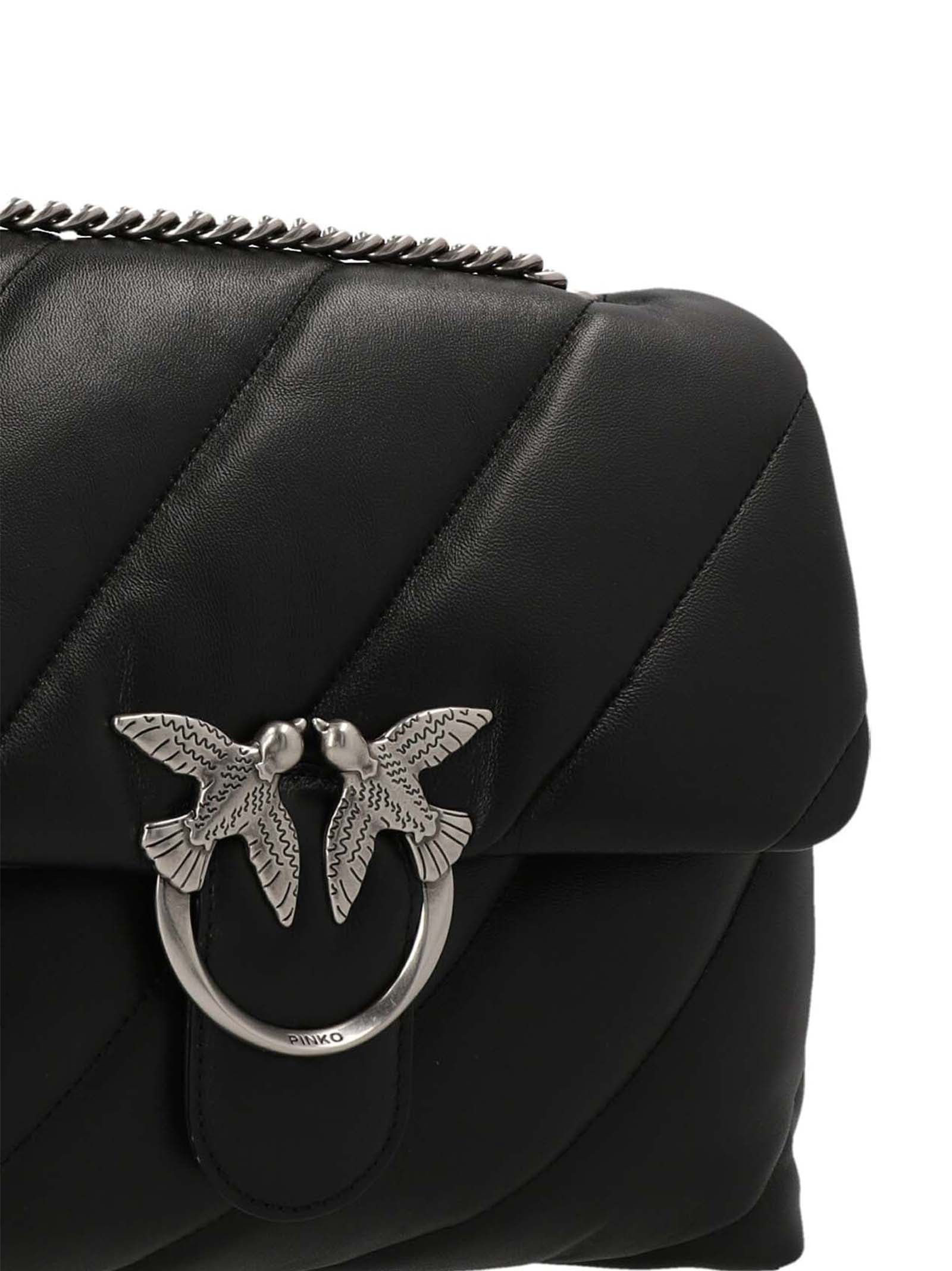 PINKO Black Lamb Leather Crossbody Women's Bag