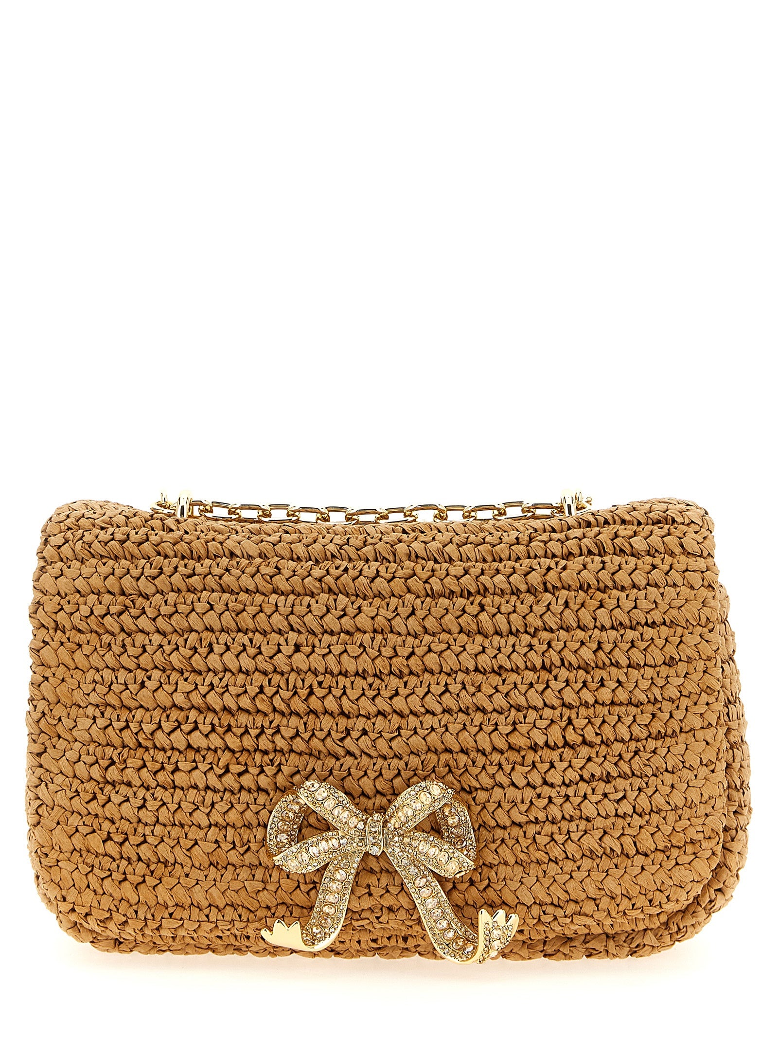 Self-Portrait Beige Raffia Shoulder Women's Bag