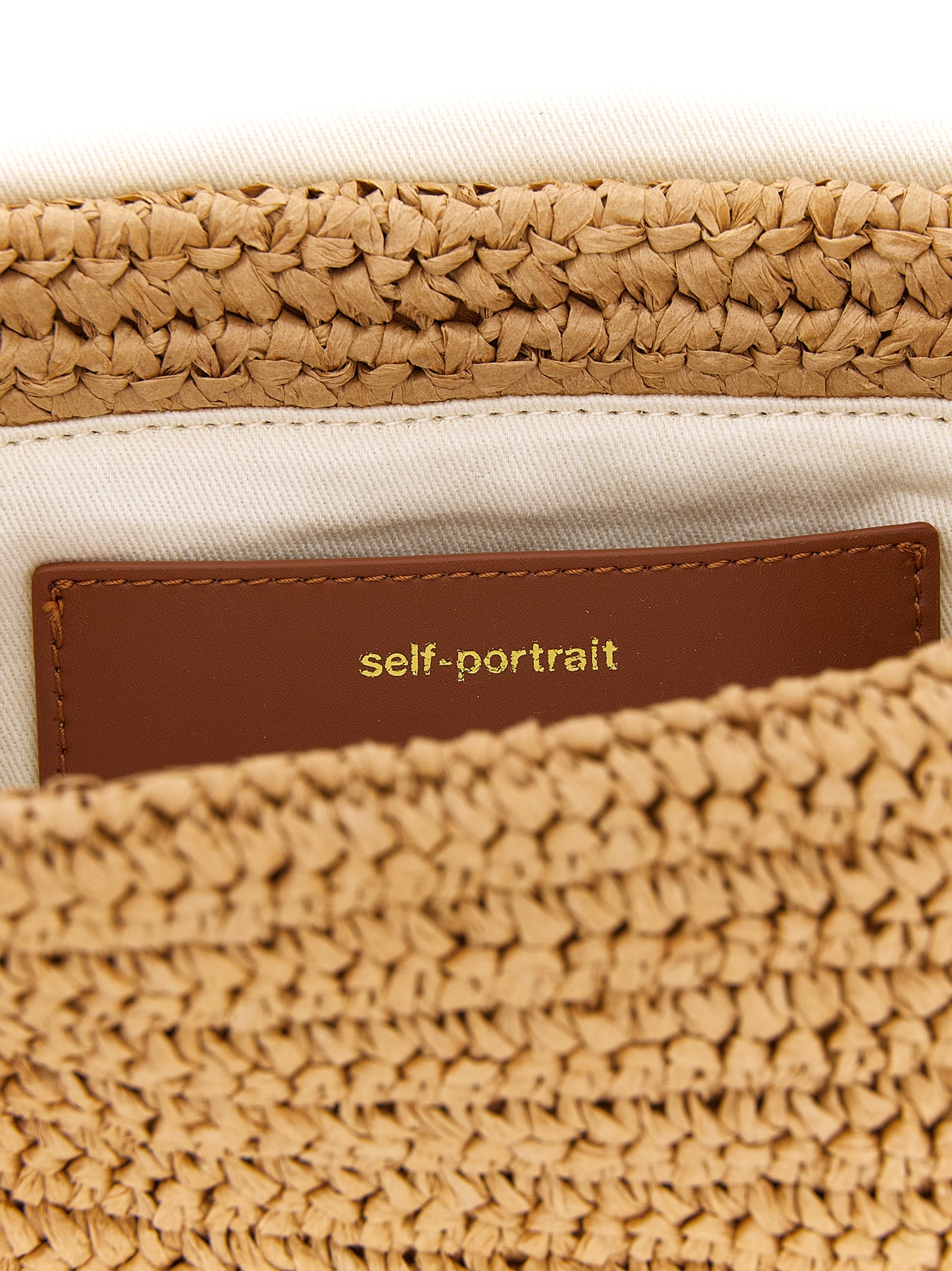 Self-Portrait Beige Raffia Shoulder Women's Bag