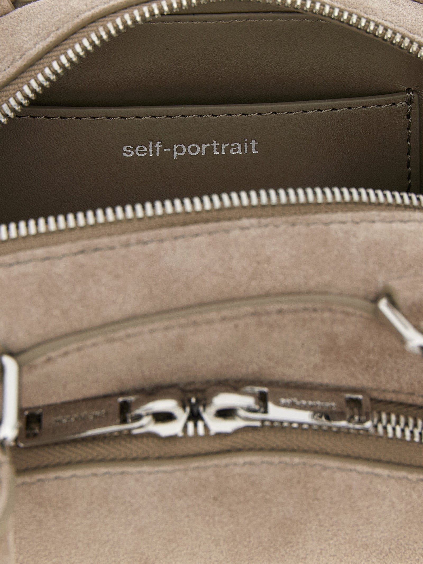 Self-Portrait Gray Lamb Leather Shoulder Women's Bag