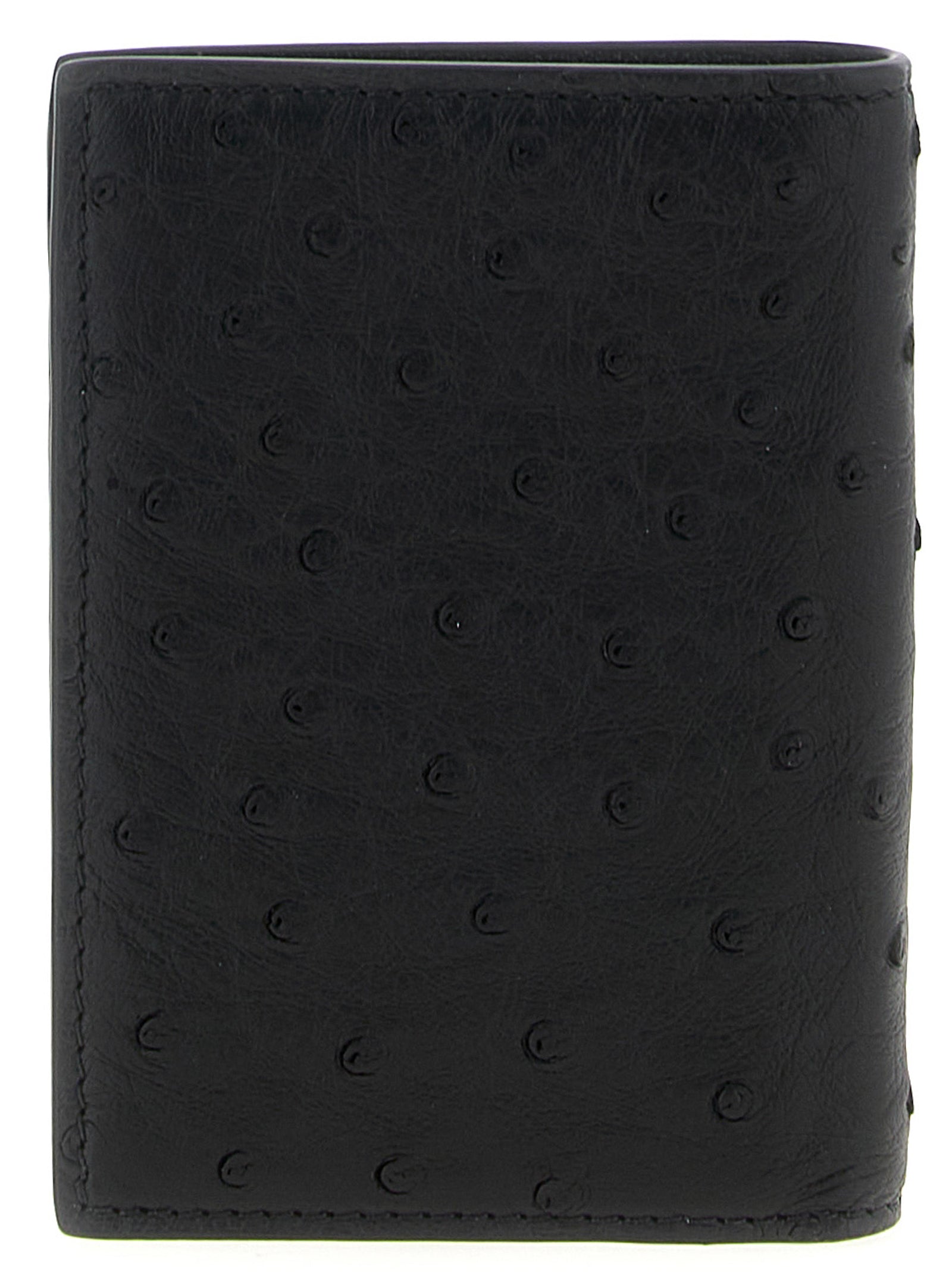 Valentino Garavani Black Ostrich Skin Men's Cardholder