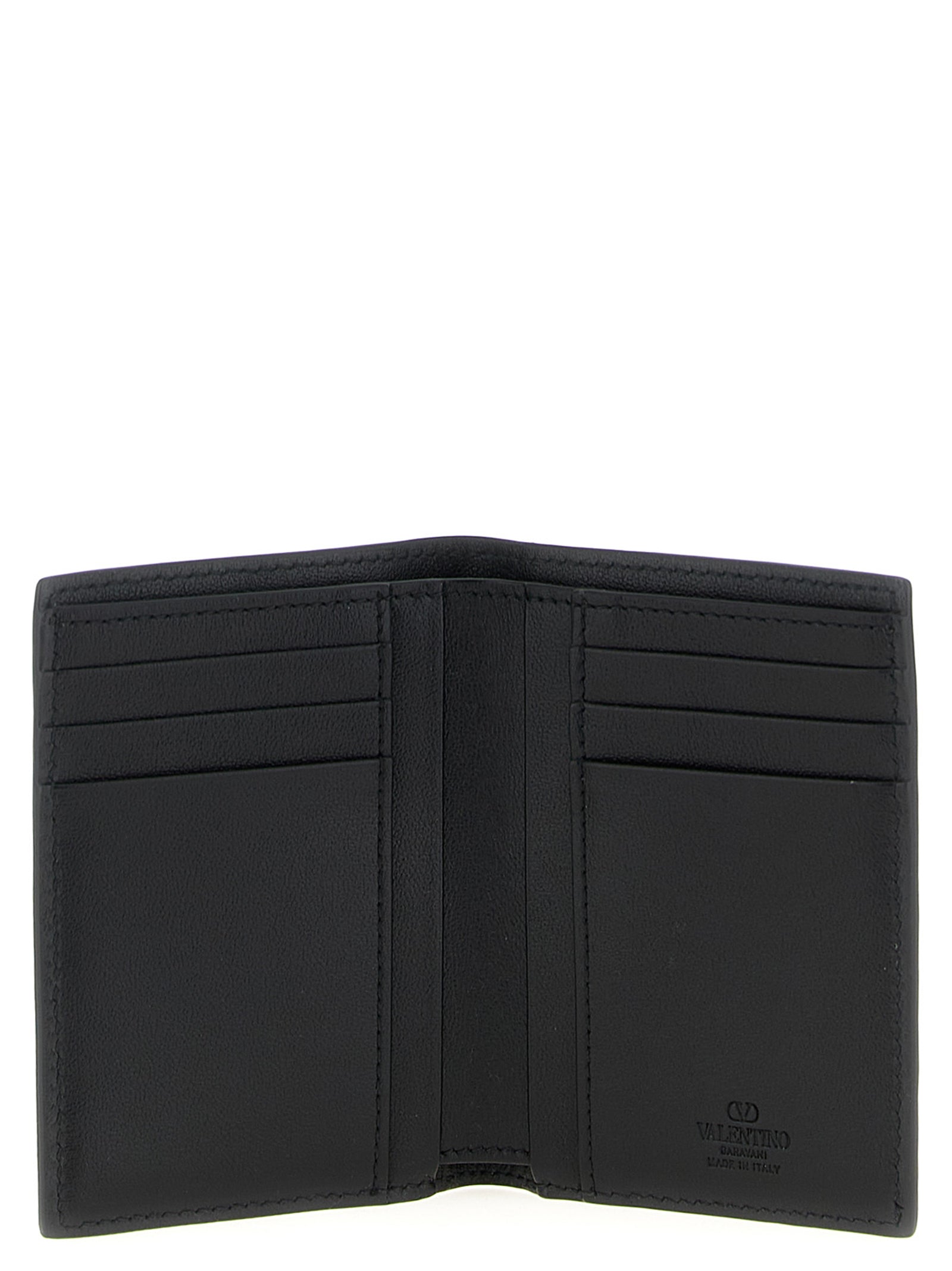 Valentino Garavani Black Ostrich Skin Men's Cardholder